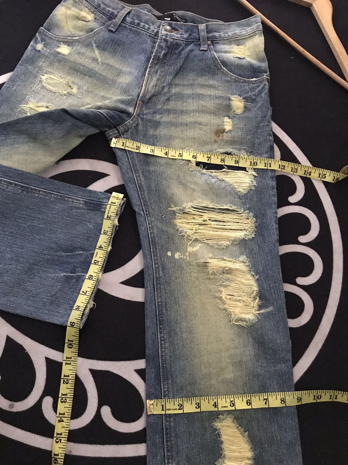 Japanese Brand FLARE 🔥EXBITIONIST PATCH DISTRESSED DENIM Size US 30 / EU 46 - 15 Thumbnail