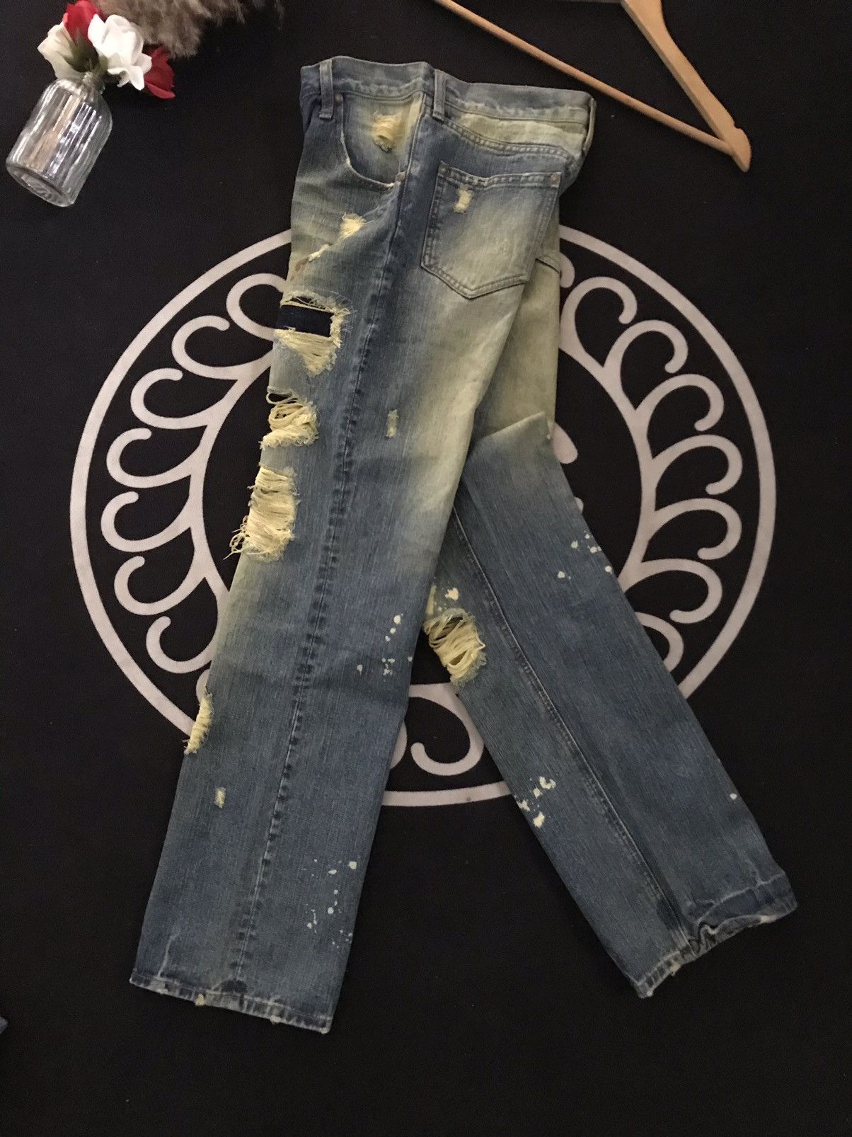 Japanese Brand FLARE 🔥EXBITIONIST PATCH DISTRESSED DENIM Size US 30 / EU 46 - 12 Thumbnail