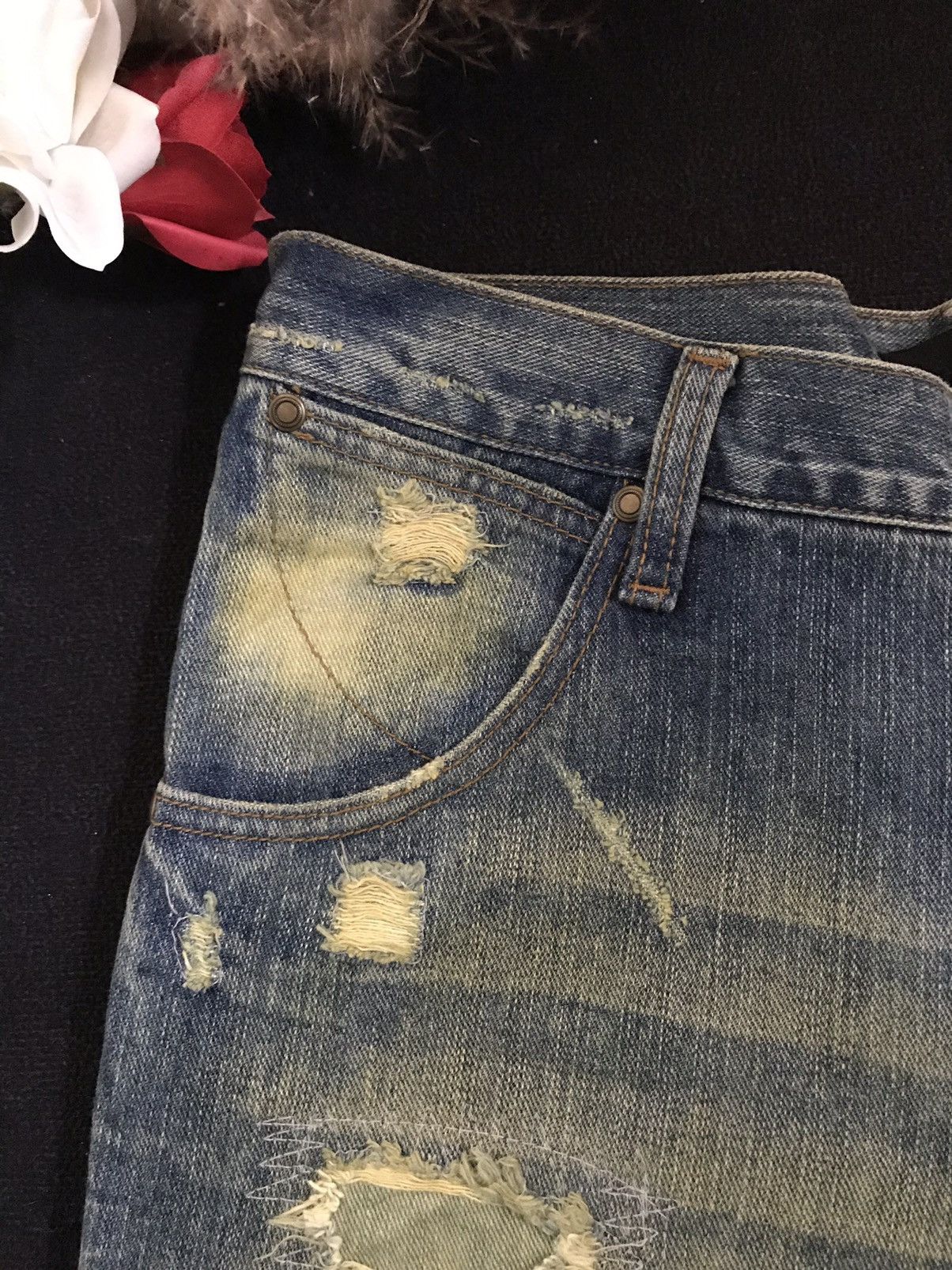 Japanese Brand FLARE 🔥EXBITIONIST PATCH DISTRESSED DENIM Size US 30 / EU 46 - 3 Thumbnail