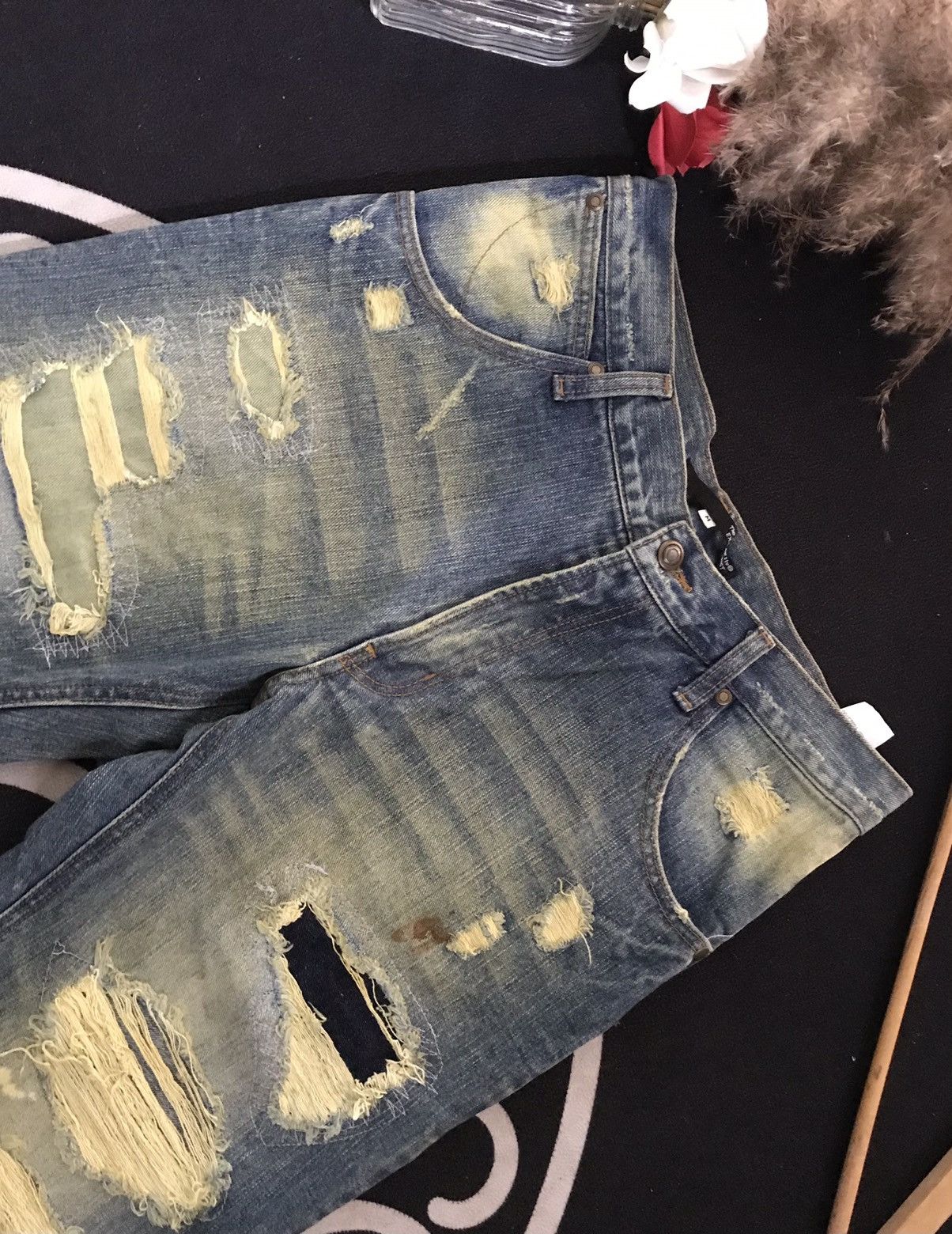 Japanese Brand FLARE 🔥EXBITIONIST PATCH DISTRESSED DENIM Size US 30 / EU 46 - 2 Thumbnail