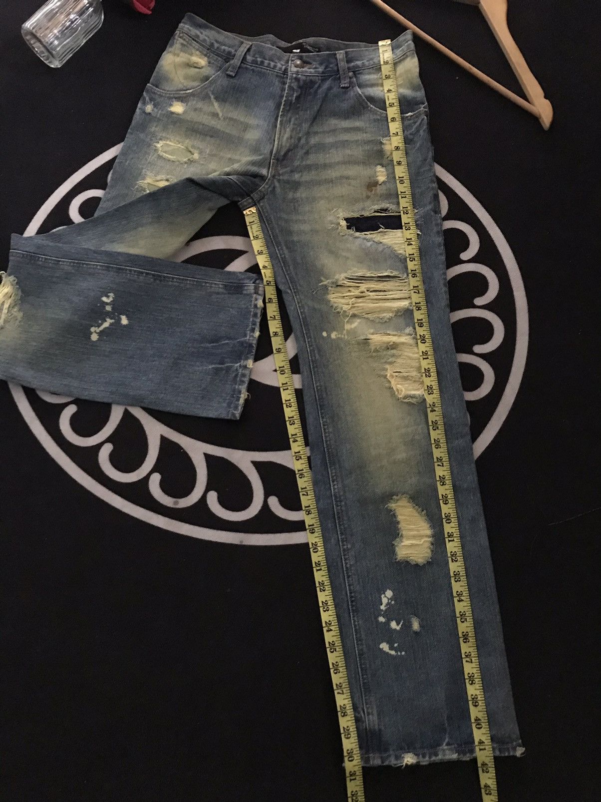 Japanese Brand FLARE 🔥EXBITIONIST PATCH DISTRESSED DENIM Size US 30 / EU 46 - 16 Thumbnail