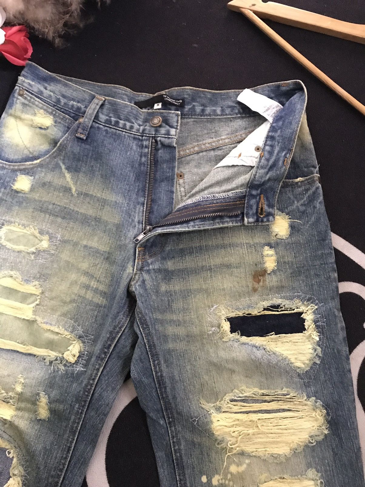 Japanese Brand FLARE 🔥EXBITIONIST PATCH DISTRESSED DENIM Size US 30 / EU 46 - 4 Thumbnail