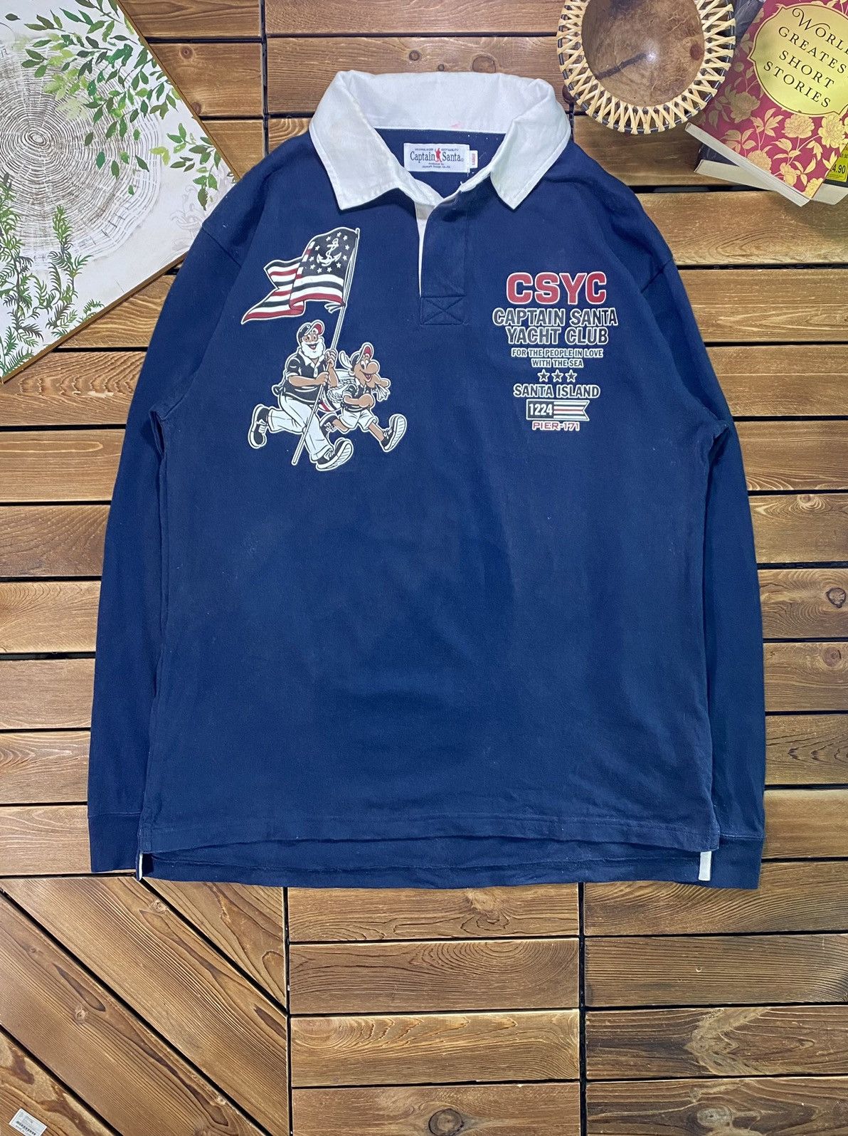 Japanese Brand × Vintage Vintage Captain Santa Yacht Club Polo Long Sleeve Size L Size US L / EU 52-54 / 3 - 2 Thumbnail