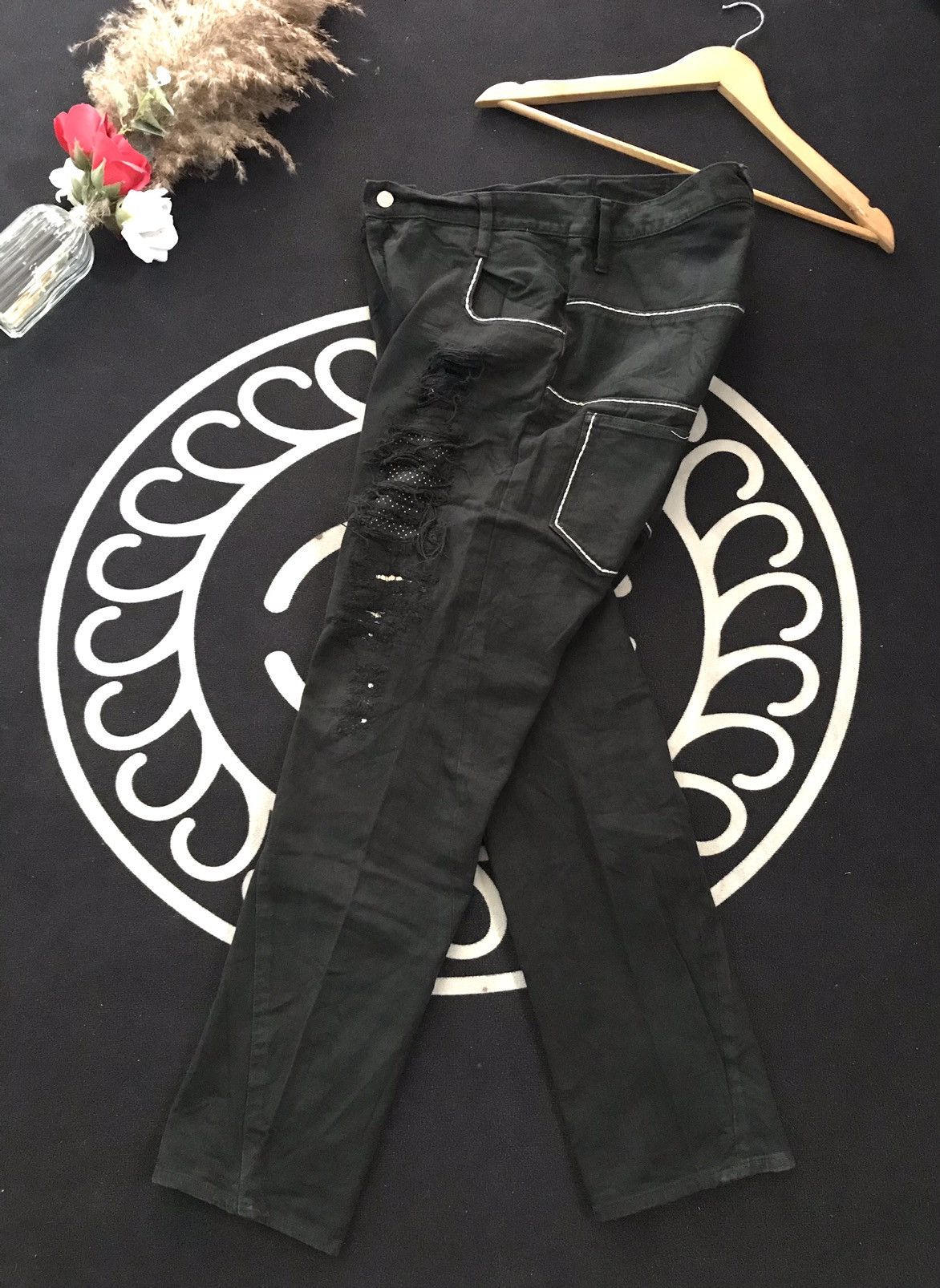 Japanese Brand EHYPHEN WORK GALLERY DISTRESSED DENIM MADE IN JAPAN 🇯🇵 Size US 32 / EU 48 - 15 Thumbnail