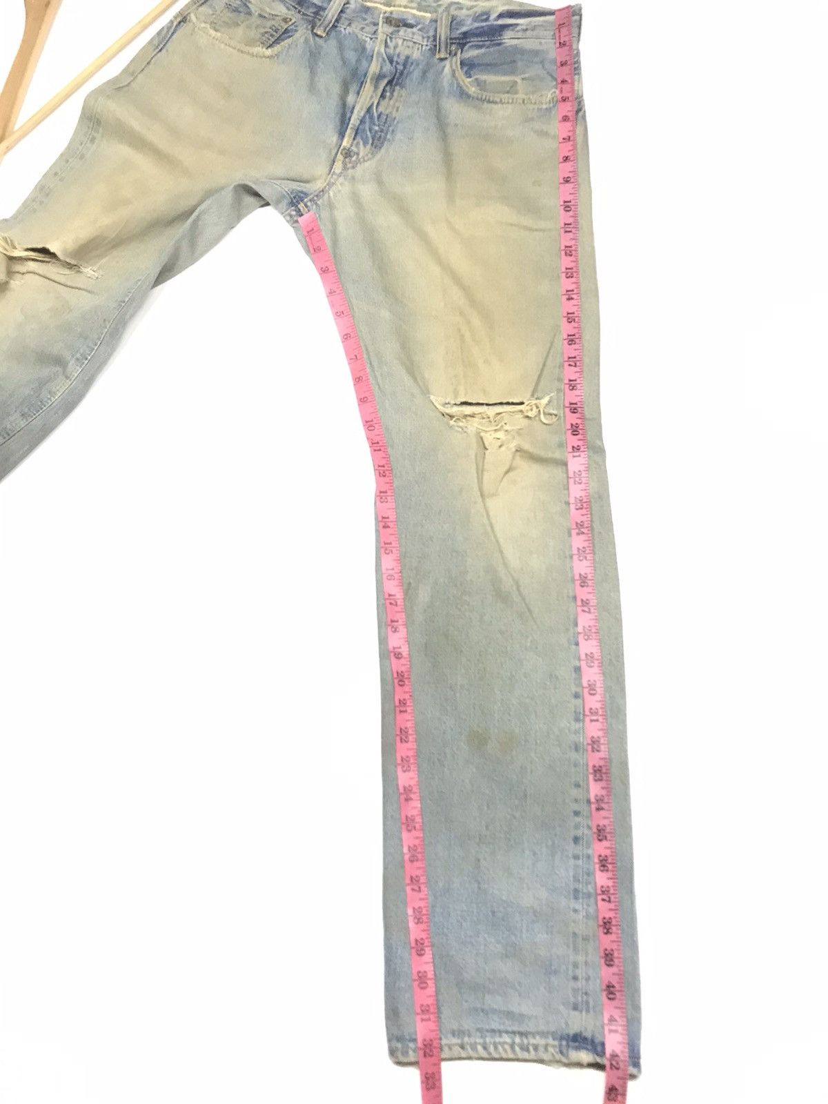 Edwin × Vintage RARE VINTAGE RUSTY EDWIN505 SELVEDGE GRUNGE DISTRESSED DENIM Size US 32 / EU 48 - 21 Thumbnail