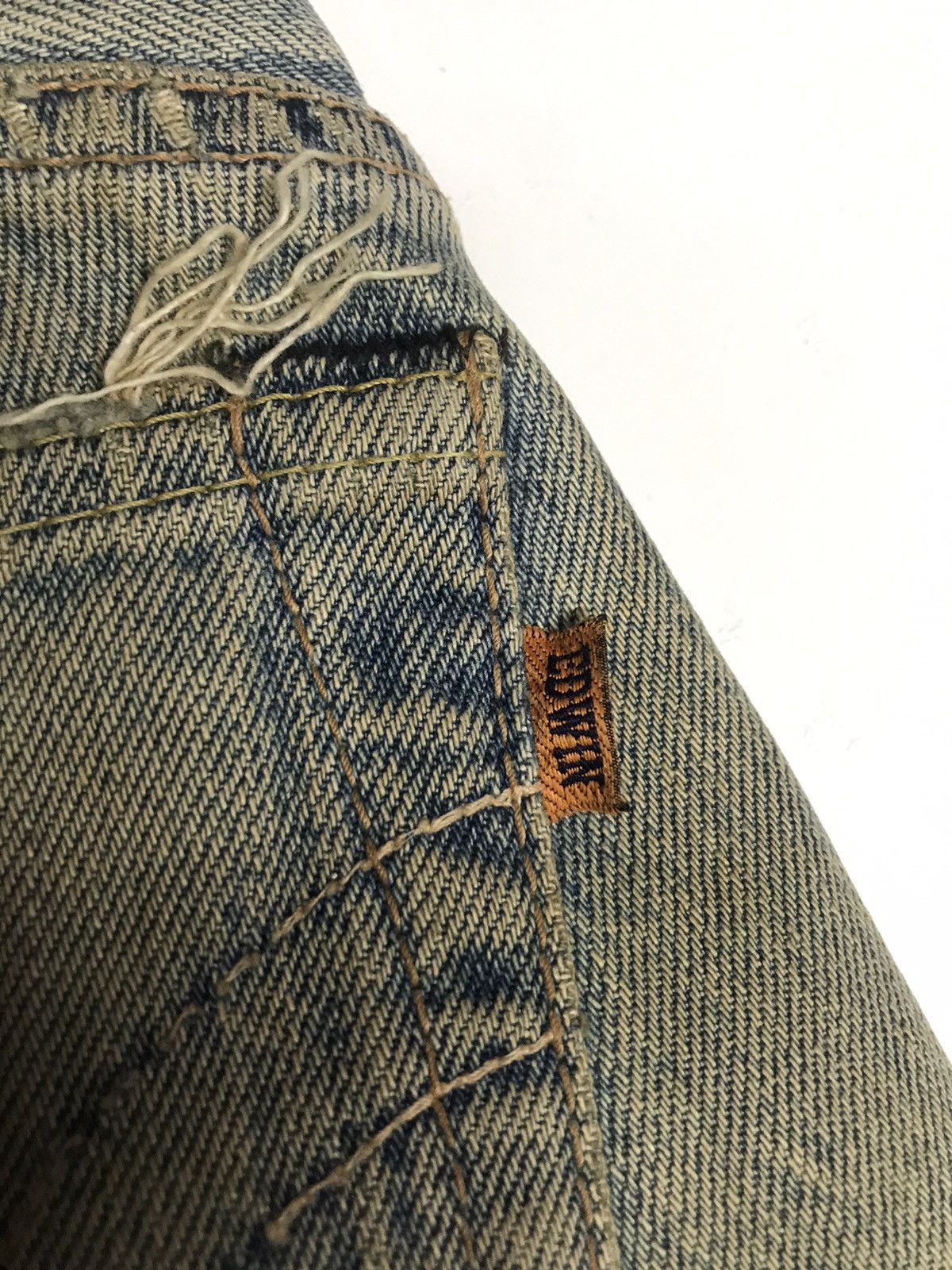 Edwin × Vintage RARE VINTAGE RUSTY EDWIN505 SELVEDGE GRUNGE DISTRESSED DENIM Size US 32 / EU 48 - 14 Thumbnail