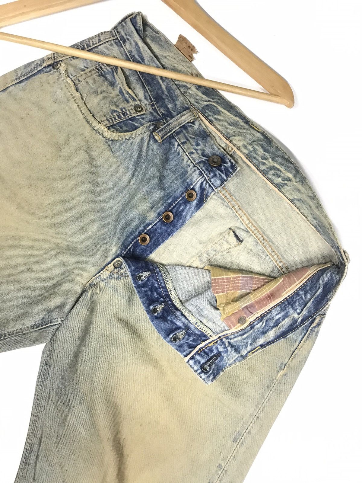 Edwin × Vintage RARE VINTAGE RUSTY EDWIN505 SELVEDGE GRUNGE DISTRESSED DENIM Size US 32 / EU 48 - 8 Thumbnail