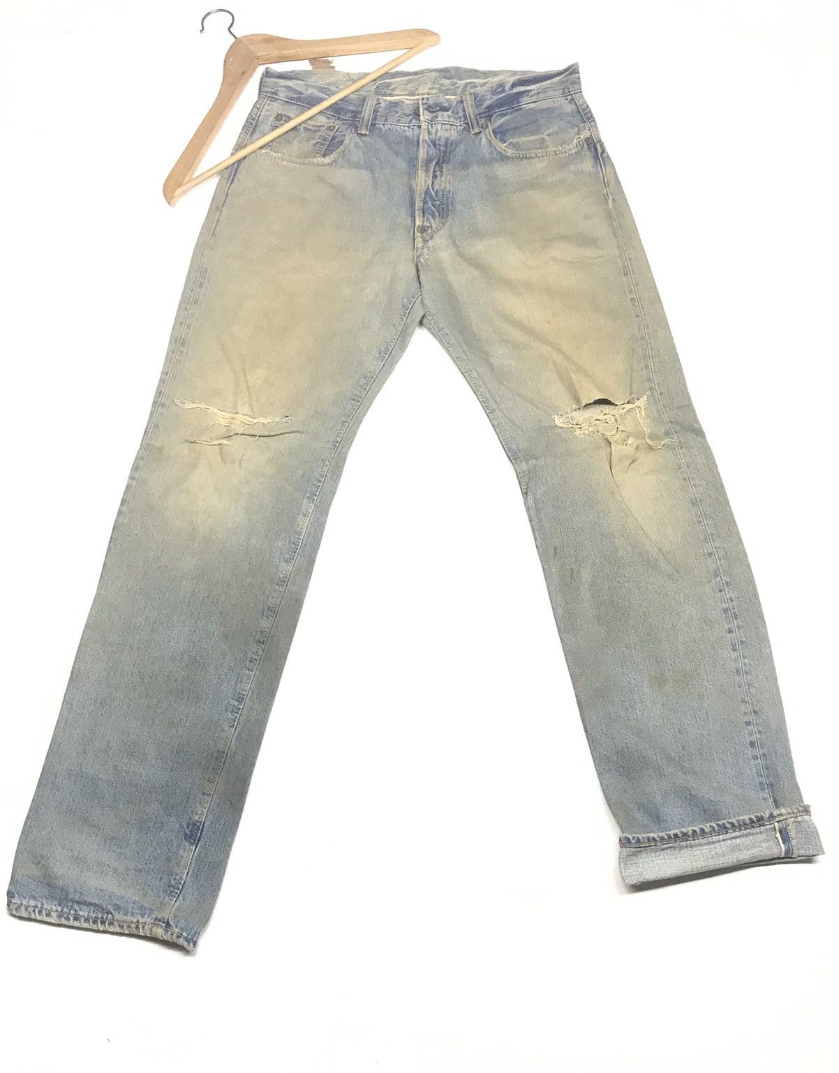 Edwin × Vintage RARE VINTAGE RUSTY EDWIN505 SELVEDGE GRUNGE DISTRESSED DENIM Size US 32 / EU 48 - 1 Thumbnail