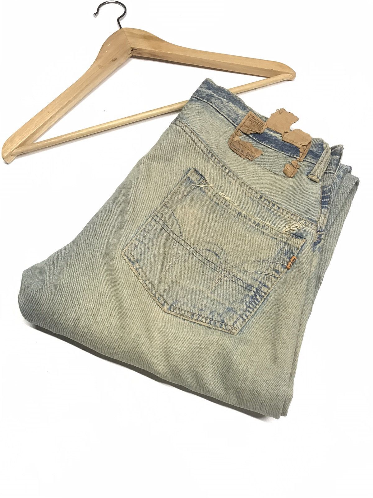 Edwin × Vintage RARE VINTAGE RUSTY EDWIN505 SELVEDGE GRUNGE DISTRESSED DENIM Size US 32 / EU 48 - 22 Thumbnail