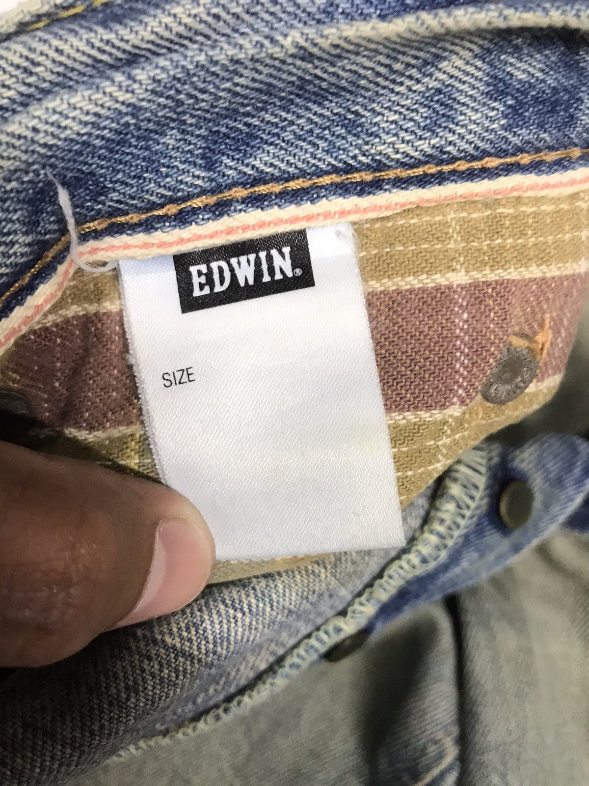 Edwin × Vintage RARE VINTAGE RUSTY EDWIN505 SELVEDGE GRUNGE DISTRESSED DENIM Size US 32 / EU 48 - 9 Thumbnail