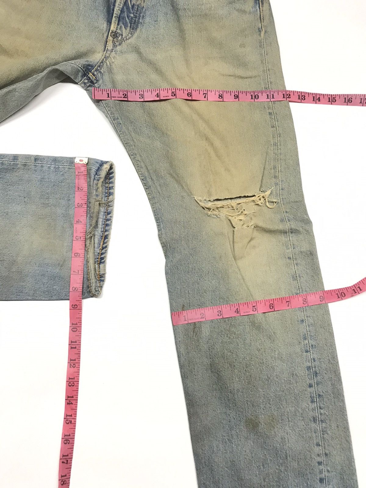 Edwin × Vintage RARE VINTAGE RUSTY EDWIN505 SELVEDGE GRUNGE DISTRESSED DENIM Size US 32 / EU 48 - 20 Thumbnail