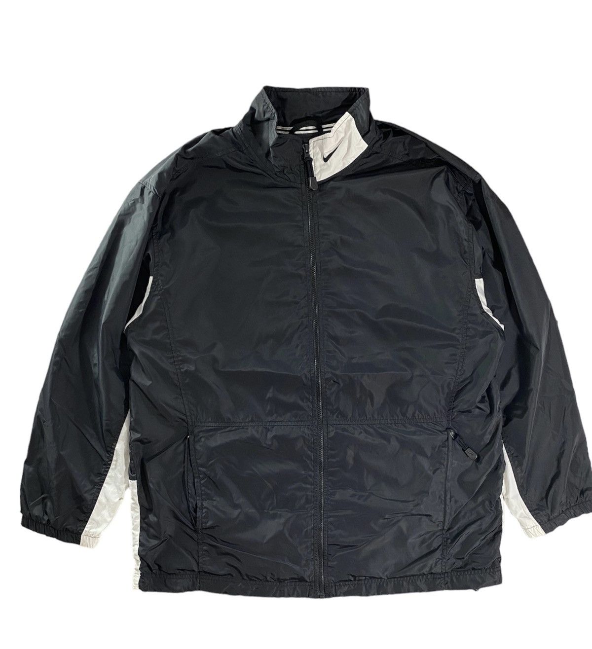 Nike × Vintage Vintage 90s Nike Big Logo Black And White Neck Logo Size L Size US L / EU 52-54 / 3 - 2 Thumbnail