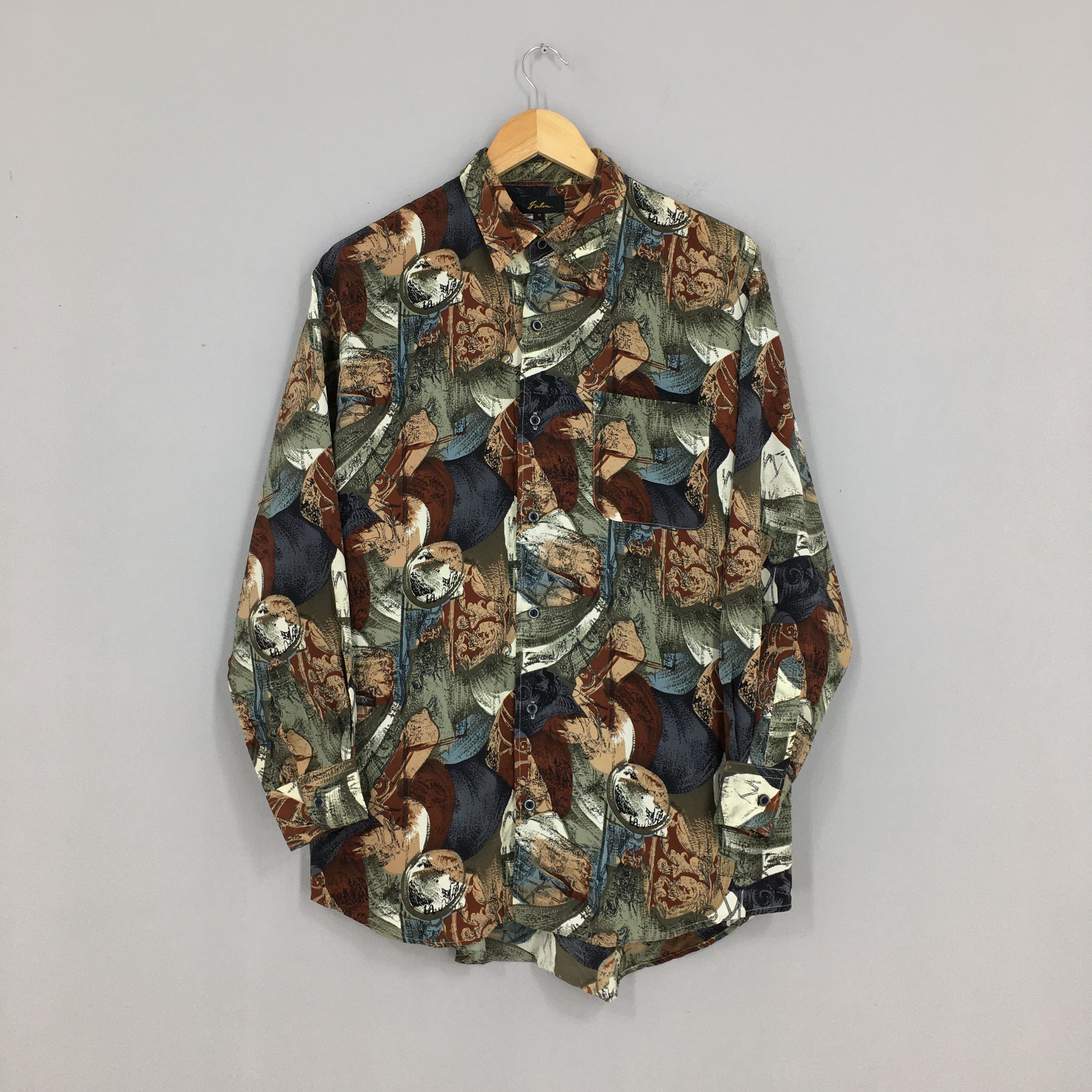 image of Art Novelty Baroque Abstract Pattern Shirt Medium Vintage 90S, Men's