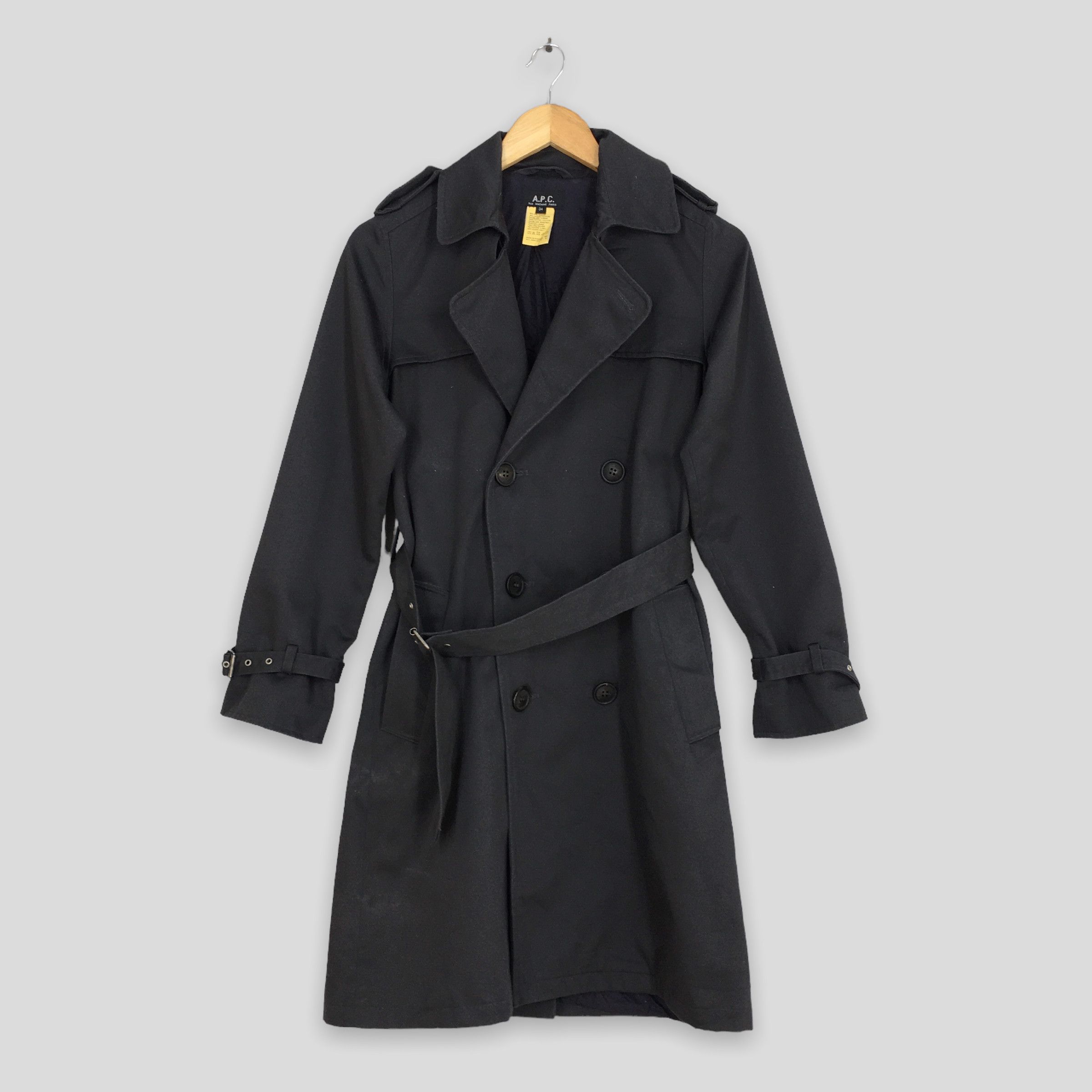 A.P.C. × Designer × Vintage APC Long Coat Women's Jacket Apc Designer Black XSmall Size XS / US 0-2 / IT 36-38 - 1 Thumbnail