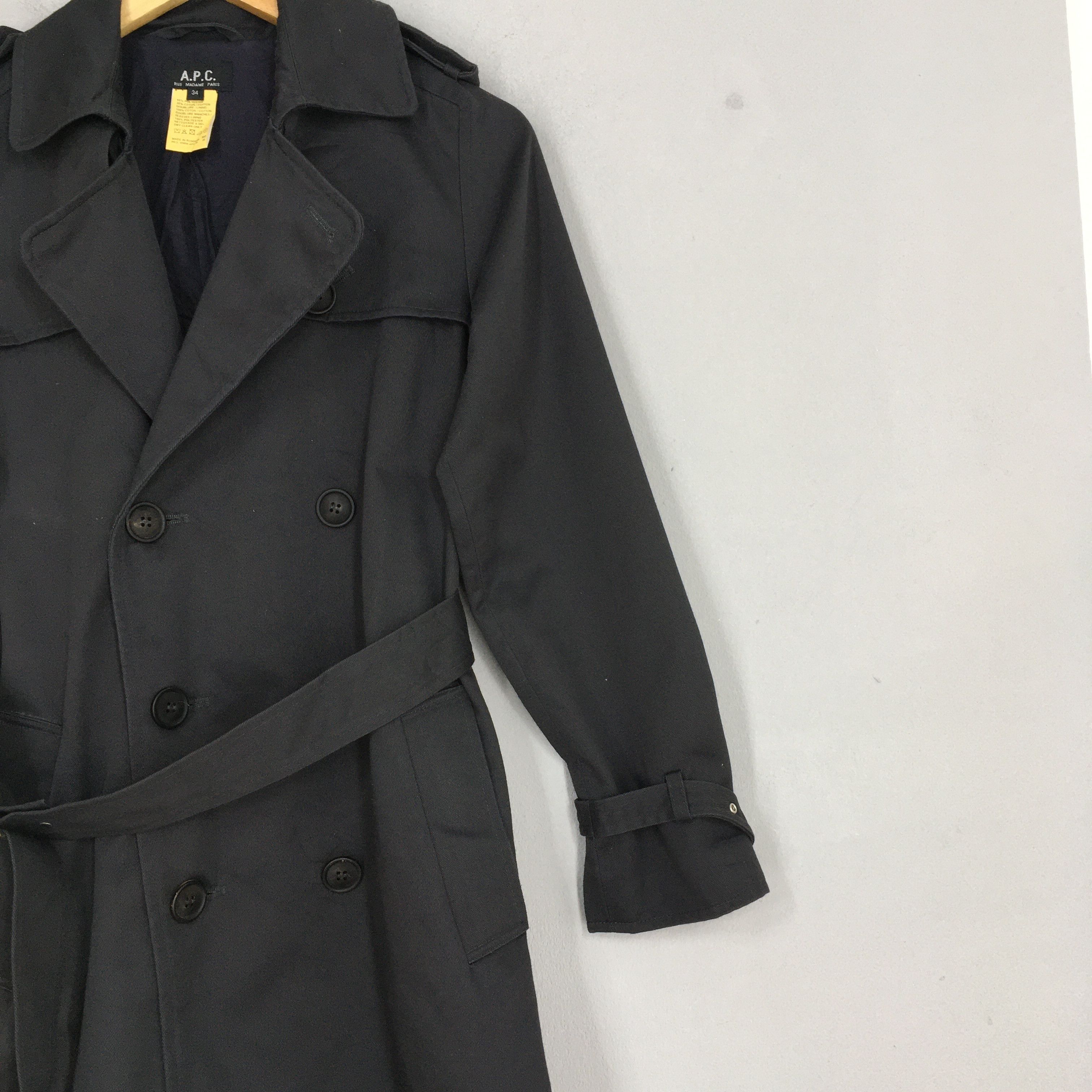 A.P.C. × Designer × Vintage APC Long Coat Women's Jacket Apc Designer Black XSmall Size XS / US 0-2 / IT 36-38 - 4 Thumbnail