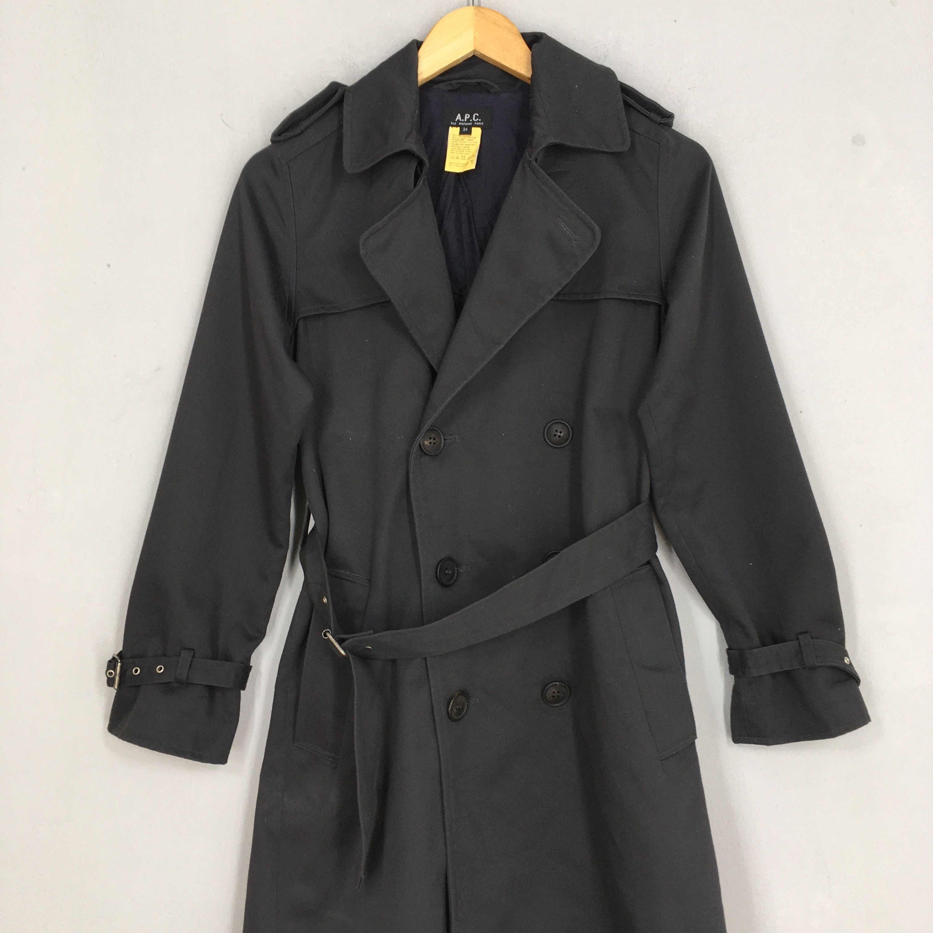 A.P.C. × Designer × Vintage APC Long Coat Women's Jacket Apc Designer Black XSmall Size XS / US 0-2 / IT 36-38 - 2 Thumbnail