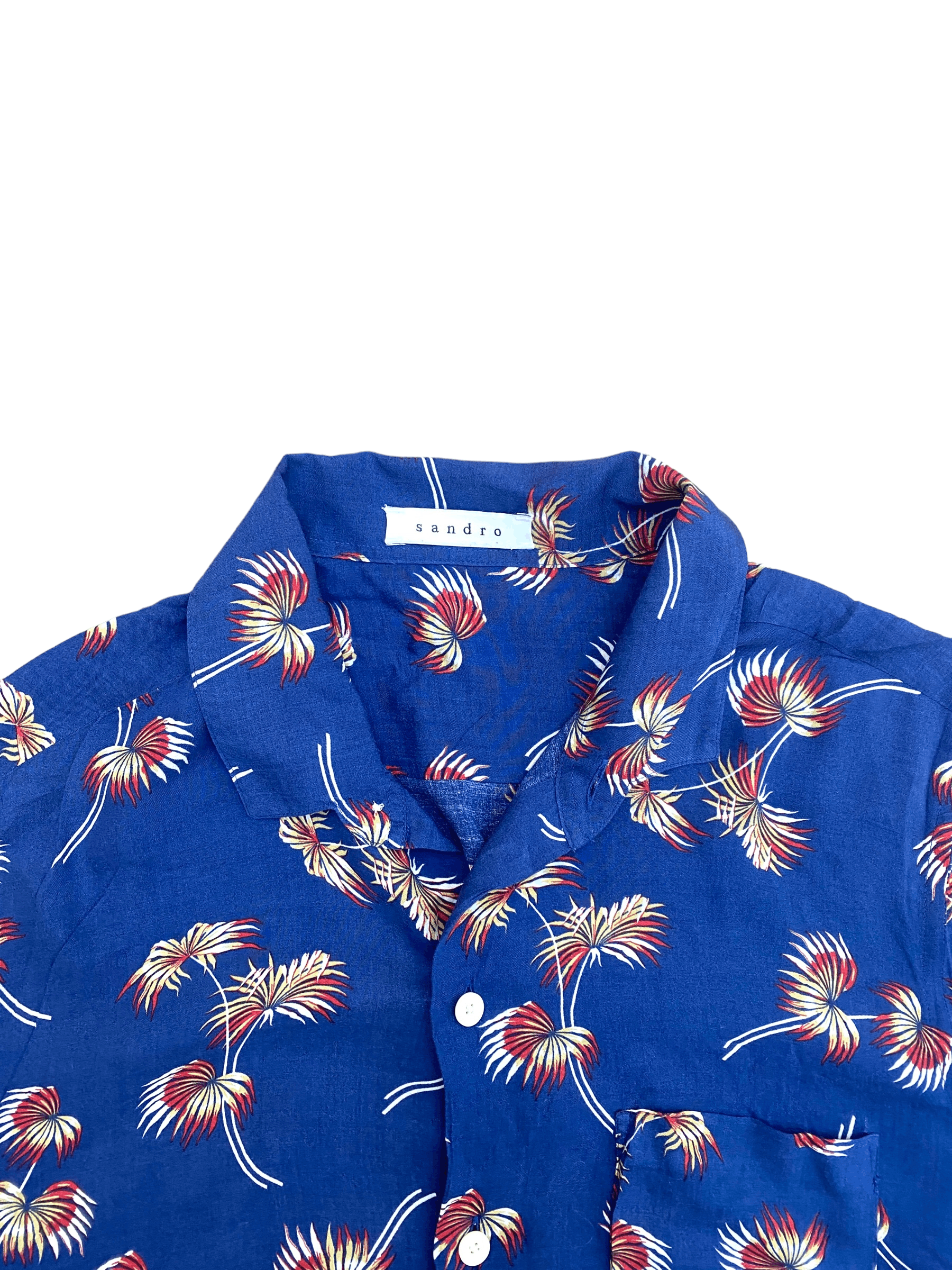 Sandro Navy Hawaiian Shirt Size US M / EU 48-50 / 2 - 2 Thumbnail