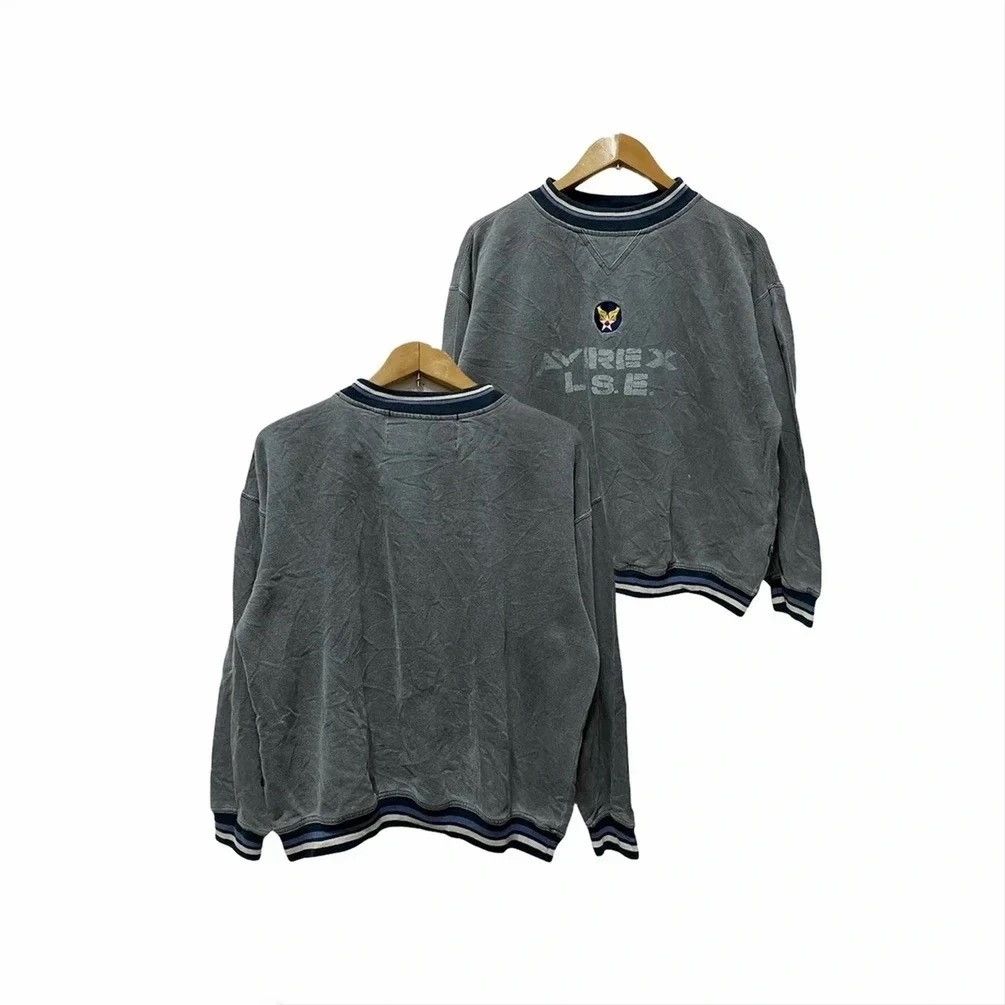 SUN FADED AVIREX L.S.E DISTRESSED CREWNECK SWEATSHIRT