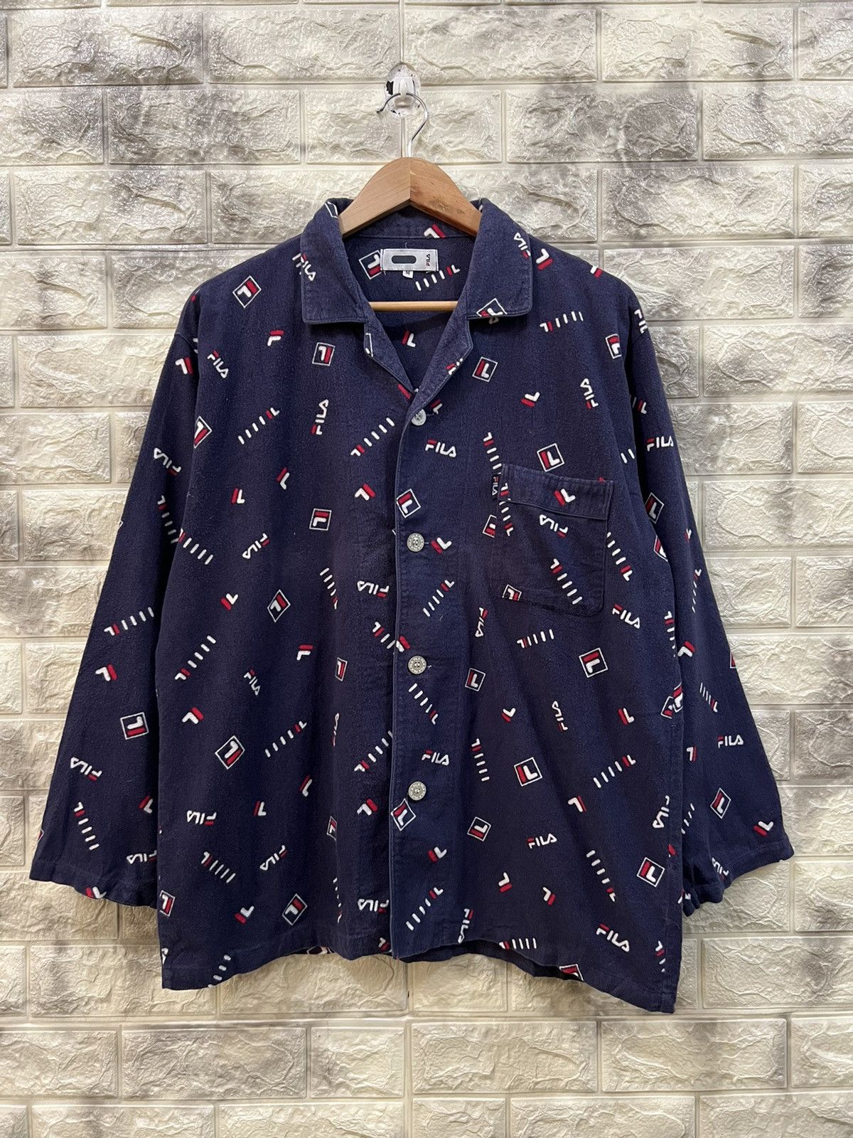 image of Bjorn Borg x Fila Fula Full Printed Logo Night Wear in Dark Blue, Men's (Size Medium)