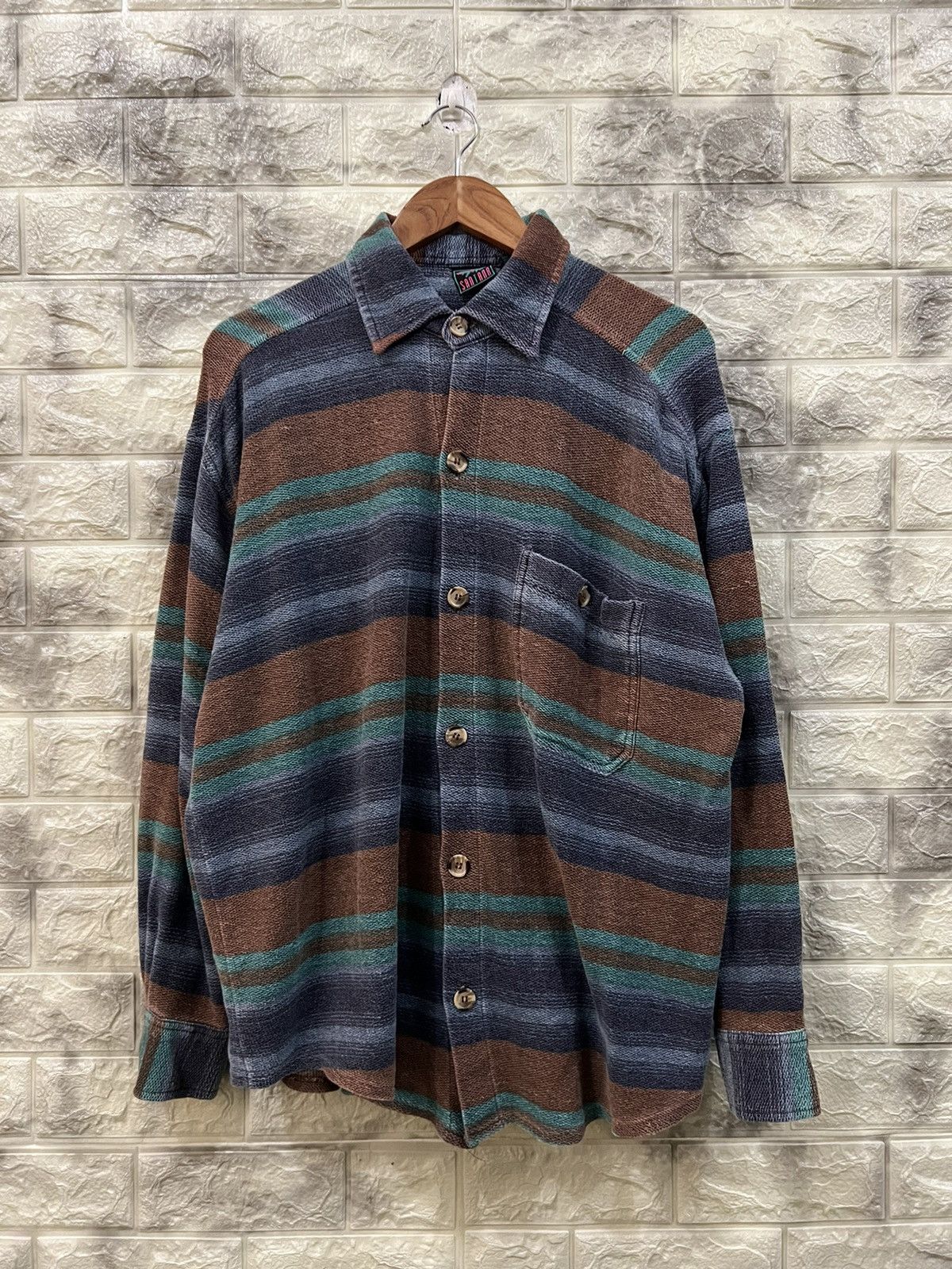 image of Vintage Santana Button Shirt Nice Design, Men's (Size Large)