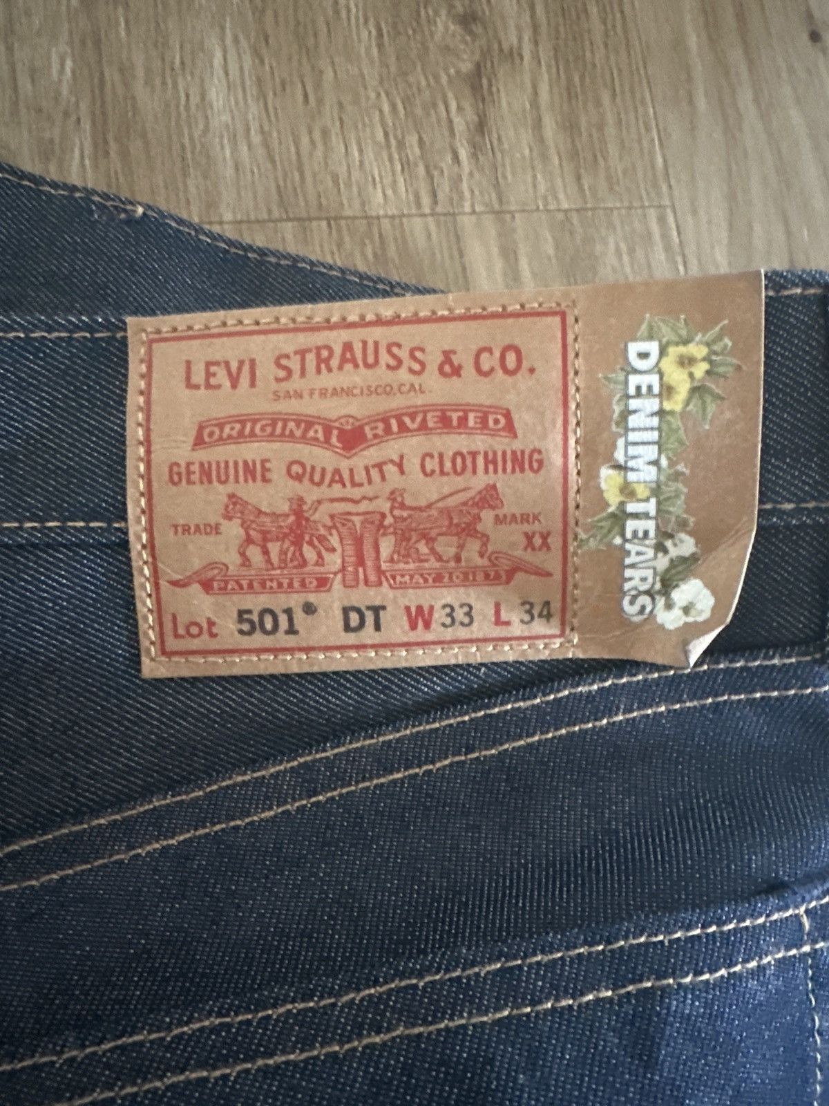 DENIM TEARS × Levi's × Levi's Made & Crafted Chain Stitched Cotton Wreath Levi's Raw Denim Size US 34 / EU 50 - 8 Thumbnail