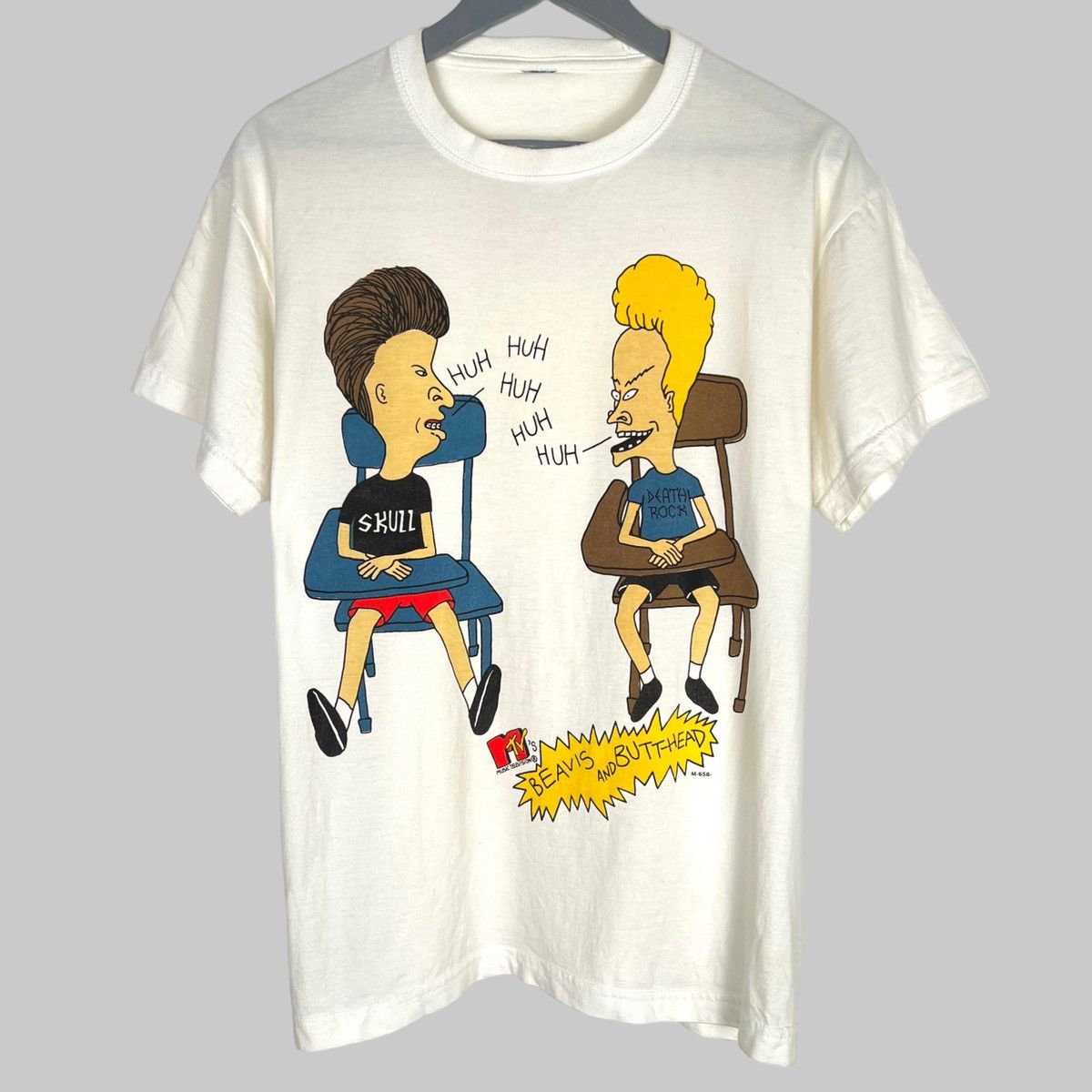 image of Movie x Mtv Vintage 90's Beavis And Butt-Head Cartoon Promo T Shirt in White, Men's (Size Large)