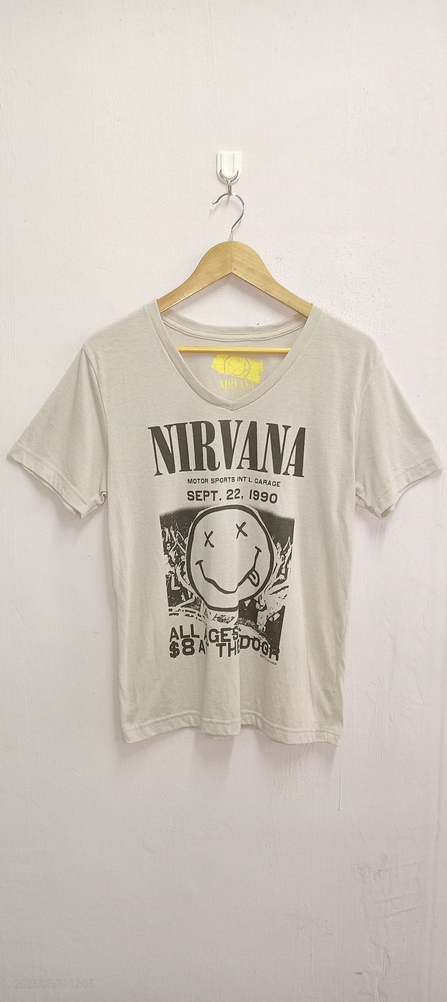 90'S Gildan NIRVANA Band T-shirt, Men's M size cotton Khaki type brown Vintage Second Hand