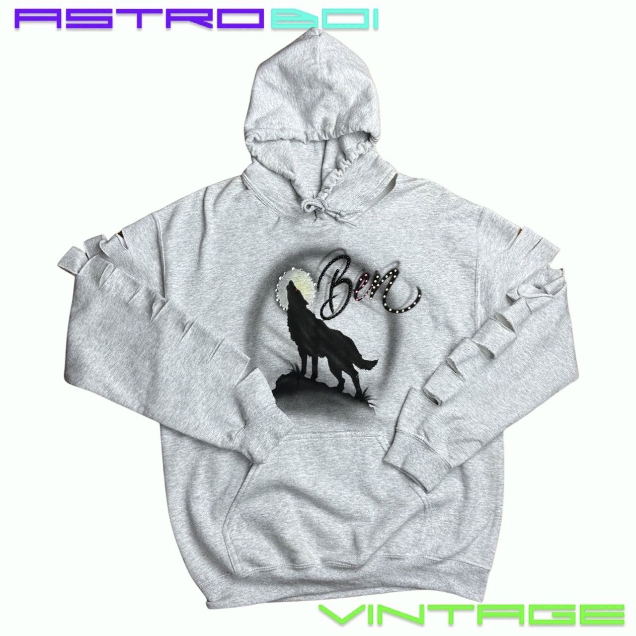 Vintage ASTROBOI* AIRBRUSHED BEDAZZLED BEN HOODIE_MEDIUM Size US M / EU 48-50 / 2 - 7 Thumbnail