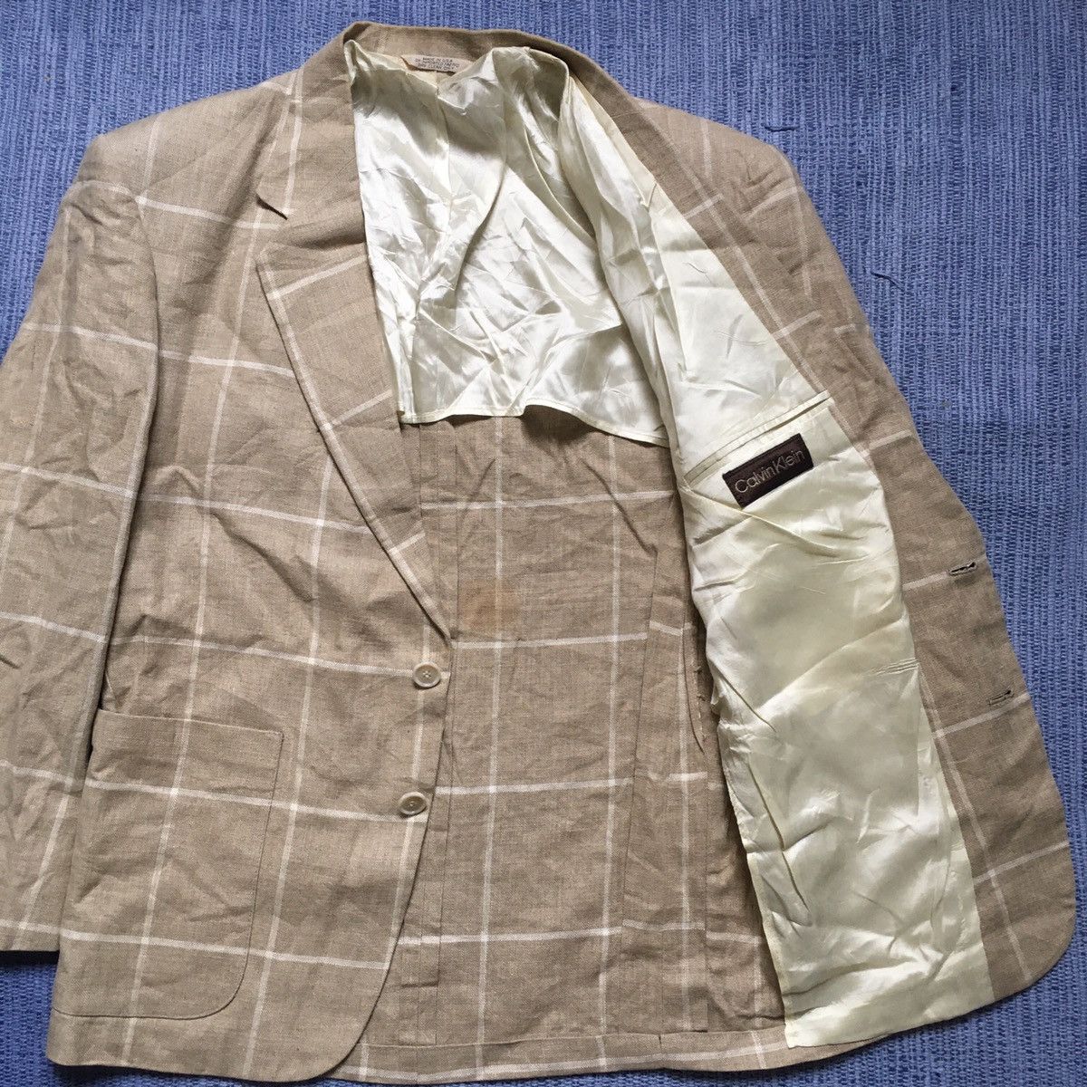 Calvin Klein × Vintage vintage 80s linen blazer Size 38S - 4 Thumbnail