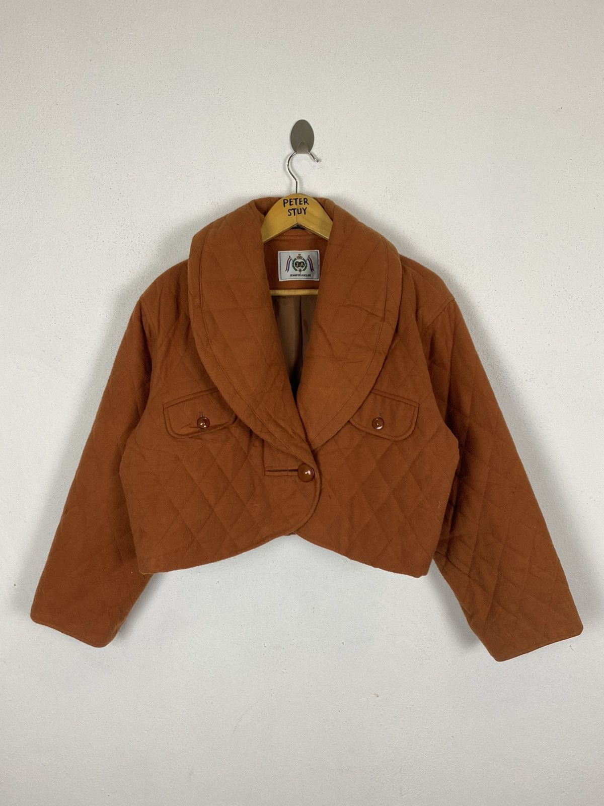 image of Jennifer Auclaie Crop Jacket Quilted Design in Brown, Men's (Size Medium)
