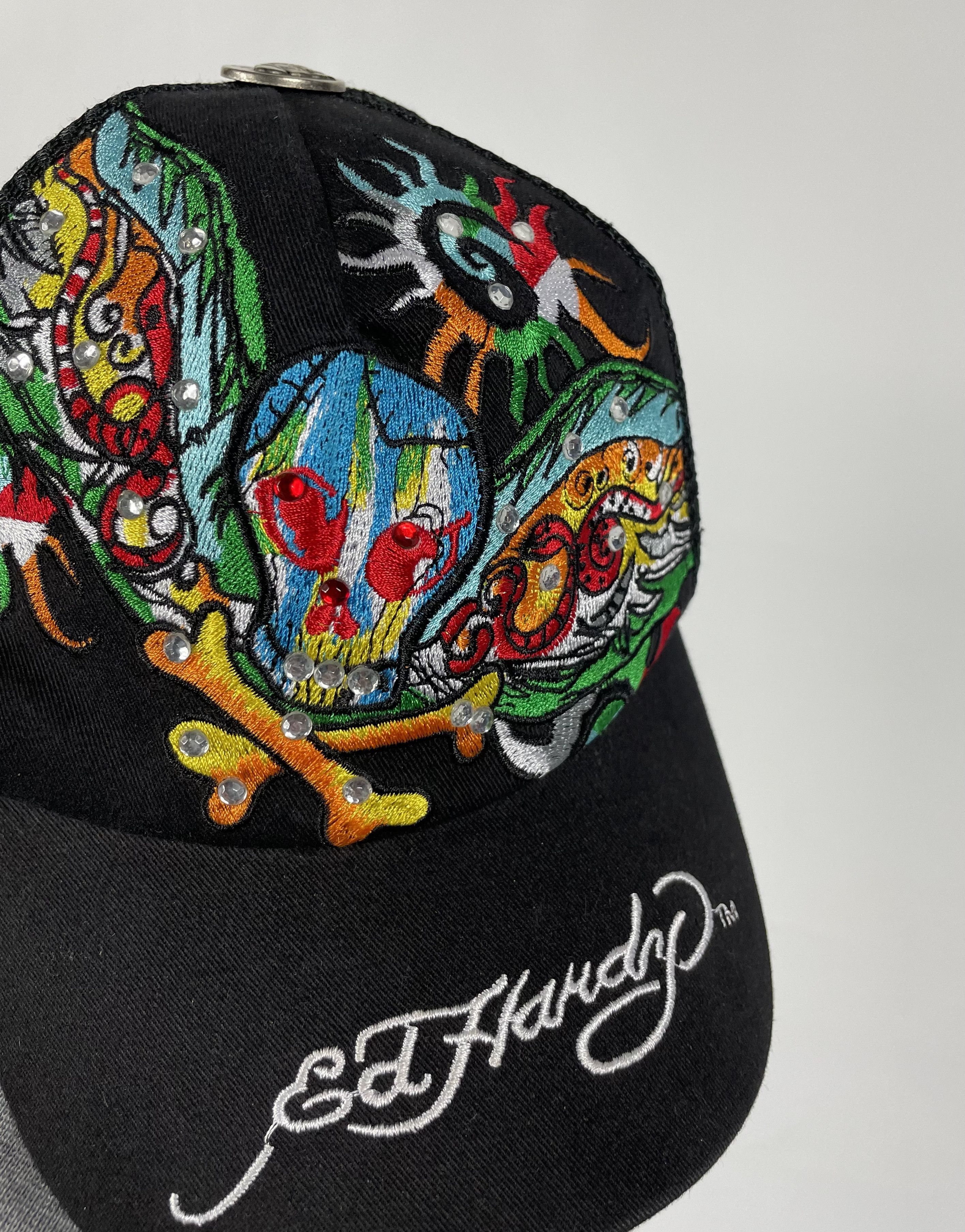 Ed Hardy Ed Hardy Christian Audigier Y2K Swarovski Hat Cap Streetwear Size ONE SIZE - 2 Thumbnail