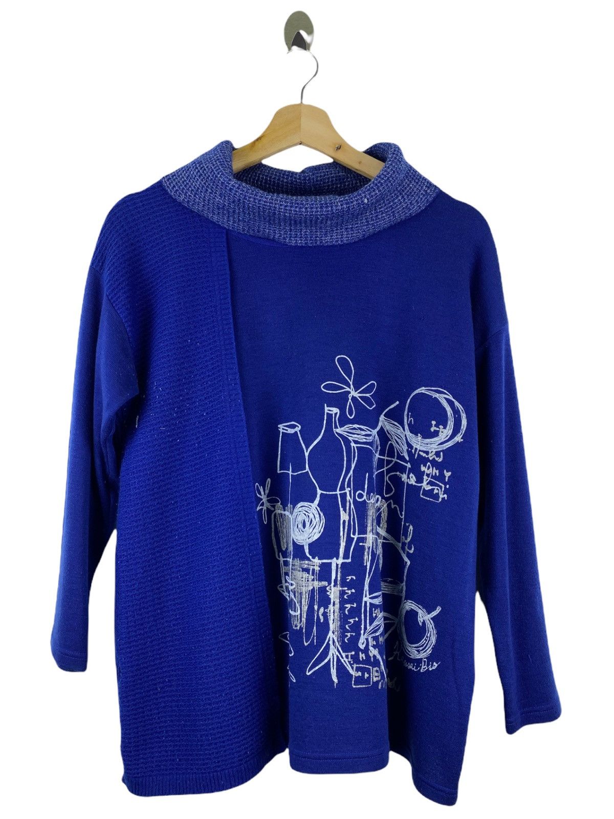 image of Kansai Yamamoto Vintage Kansai Bis Highneck Sweatshirt in Blue, Men's (Size Large)