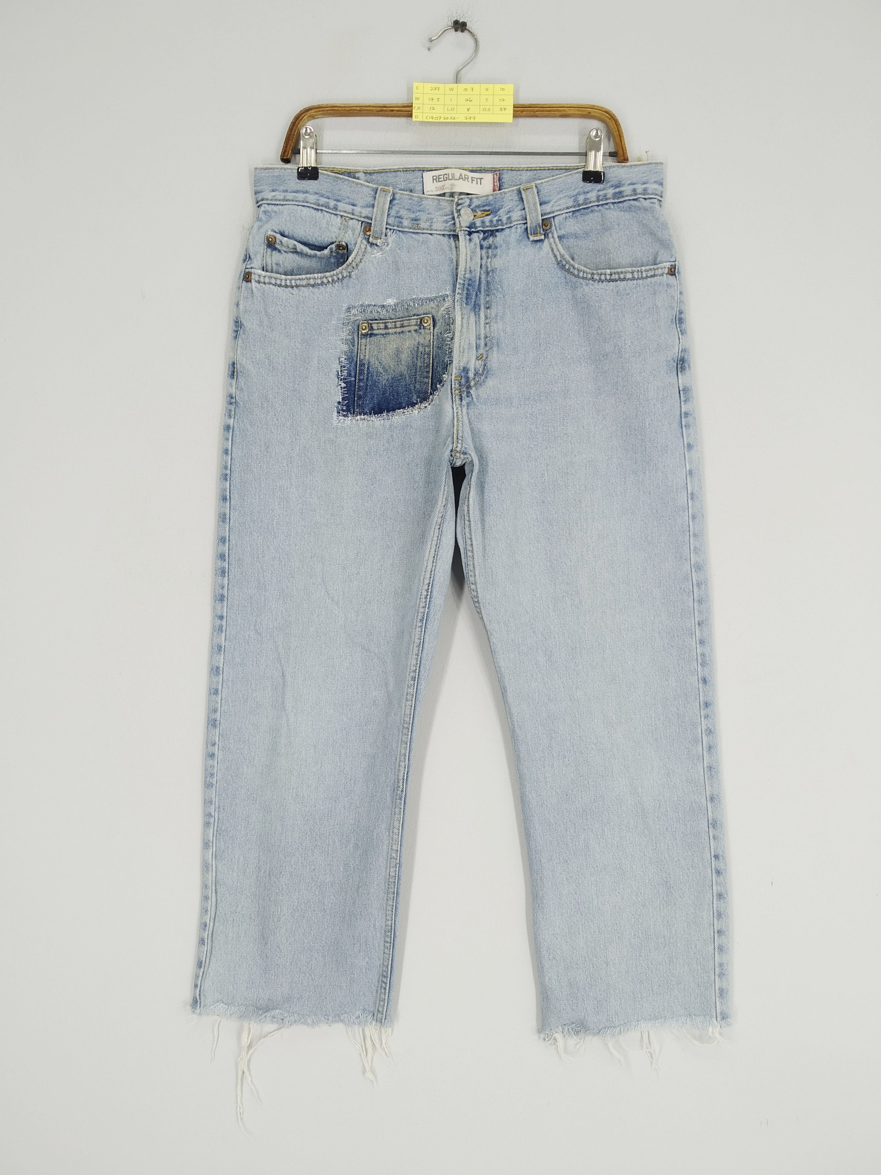Vintage Levi's 505 Faded Blue Denim Jeans Reconstruct Jeans