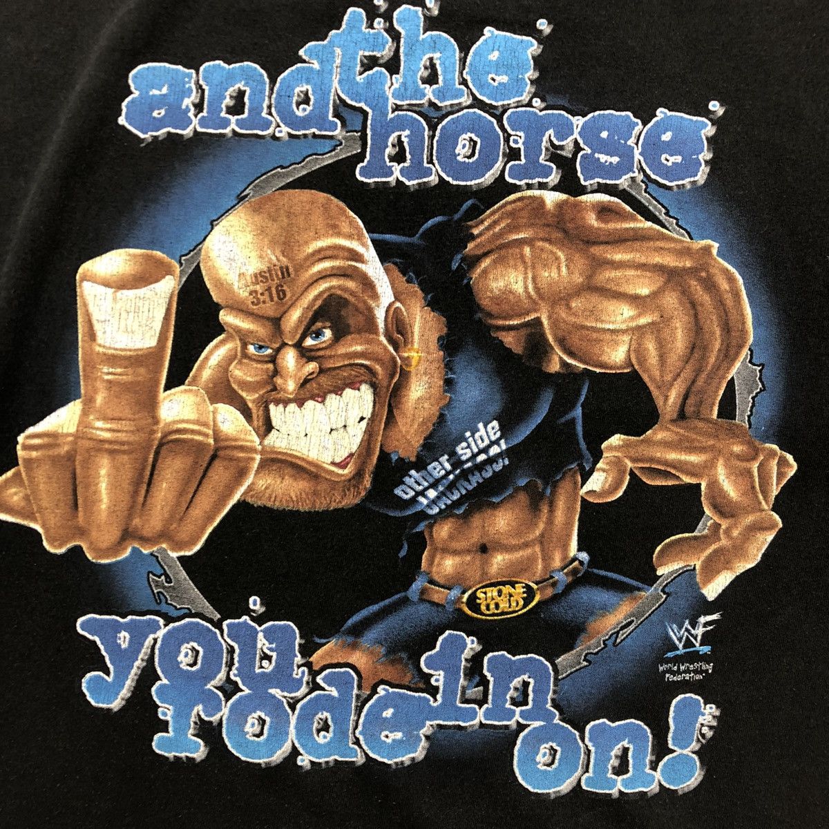 WWF Vintage 90s WWF Steve Austin T Shirt Horse You Rode On Tee Size US XL / EU 56 / 4 - 2 Thumbnail