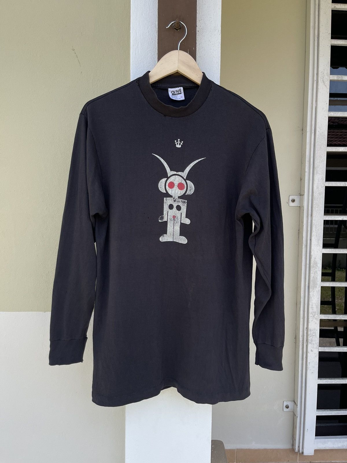 image of Vintage 90's Liquid Sky Shirt Rave Astrogirl Raver Long sleeve in Black, Men's (Size Medium)