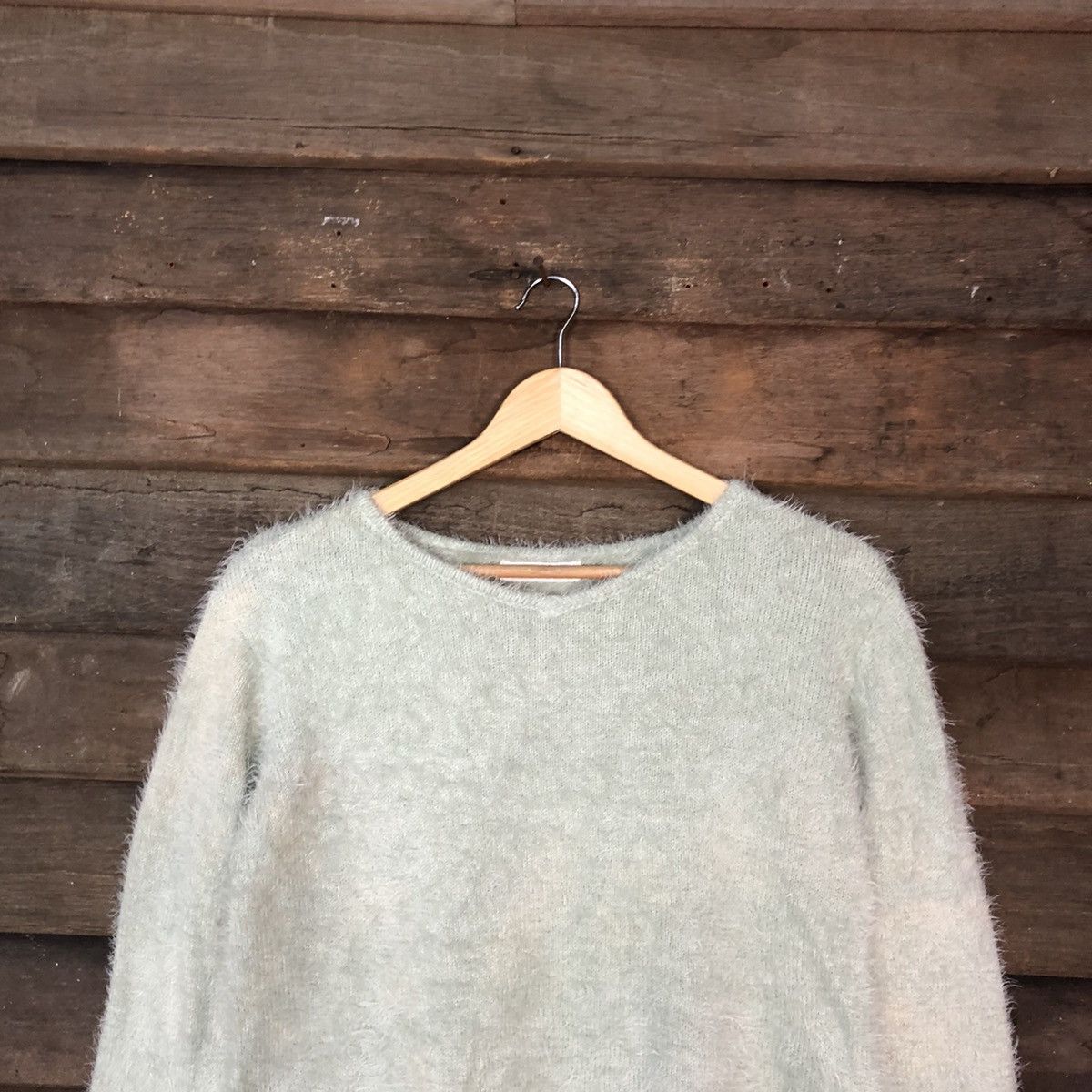 Vintage D Bou Jeloud faded Light Green shaggy Mohair Knitwear#c1046 Size US S / EU 44-46 / 1 - 9 Thumbnail