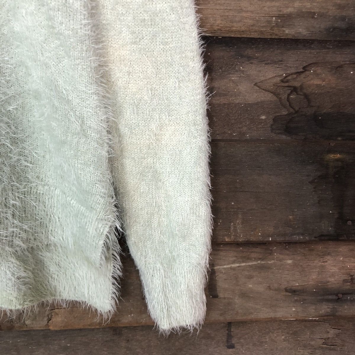 Vintage D Bou Jeloud faded Light Green shaggy Mohair Knitwear#c1046 Size US S / EU 44-46 / 1 - 4 Thumbnail