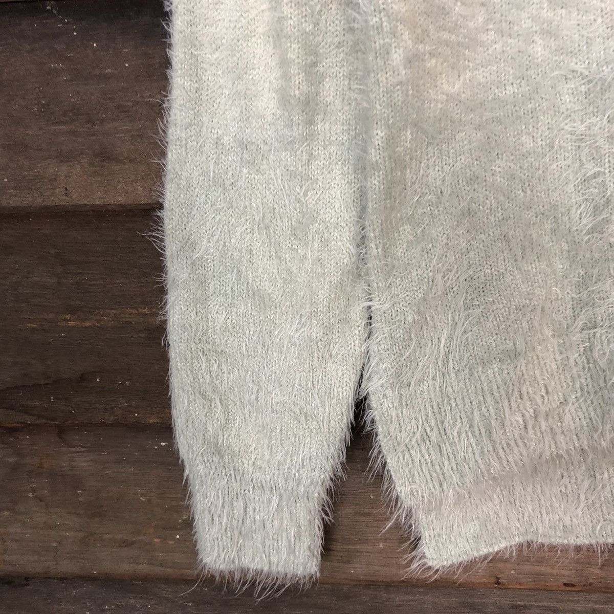 Vintage D Bou Jeloud faded Light Green shaggy Mohair Knitwear#c1046 Size US S / EU 44-46 / 1 - 6 Thumbnail