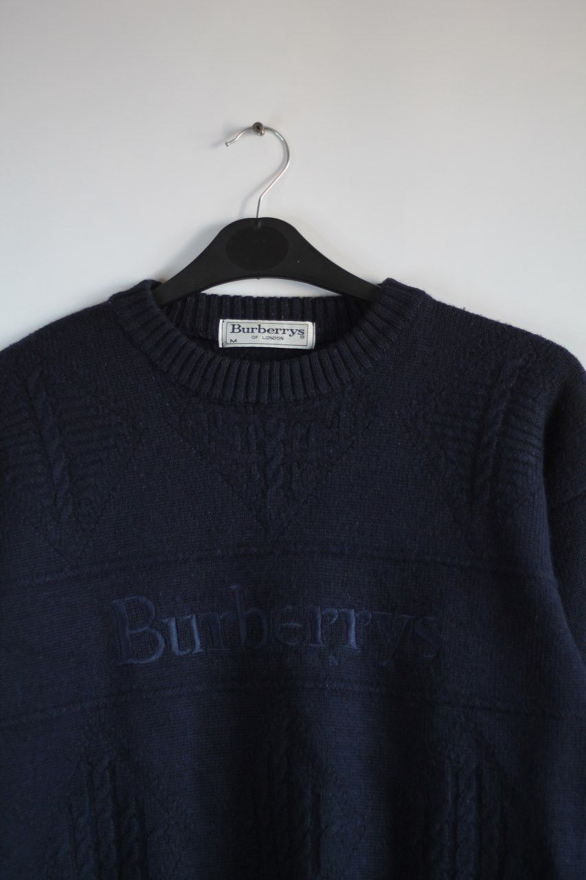 Burberry × Vintage Vintage Burberrys 90s luxury wool knit logo sweater Size US M / EU 48-50 / 2 - 3 Thumbnail