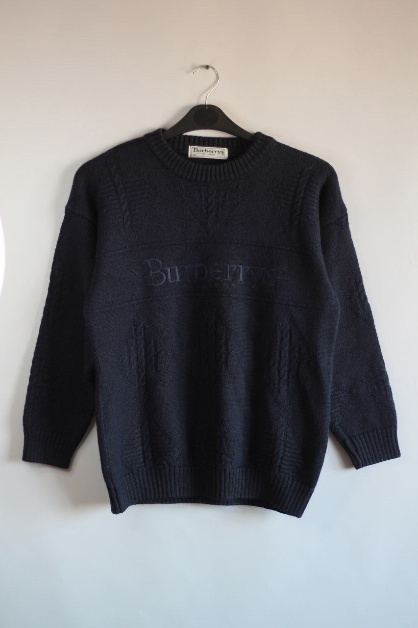 Burberry × Vintage Vintage Burberrys 90s luxury wool knit logo sweater Size US M / EU 48-50 / 2 - 1 Thumbnail