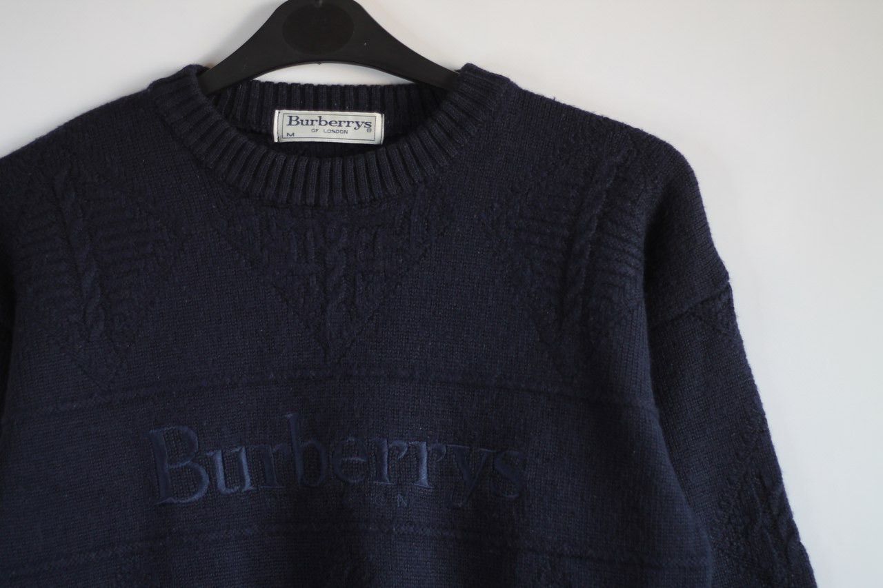Burberry × Vintage Vintage Burberrys 90s luxury wool knit logo sweater Size US M / EU 48-50 / 2 - 2 Thumbnail