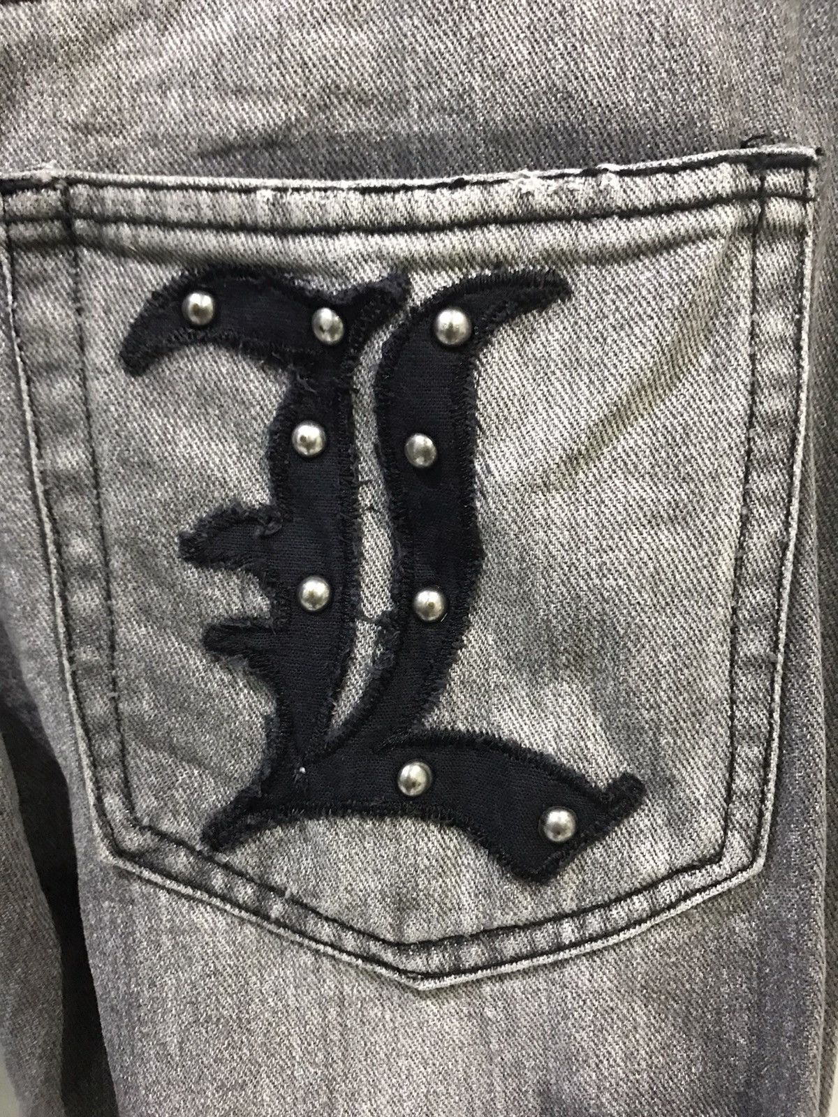 Japanese Brand 💥DOUBLE WAIST💥LAD Japan Black Wash Distressed Denim F259 Size US 32 / EU 48 - 20 Thumbnail