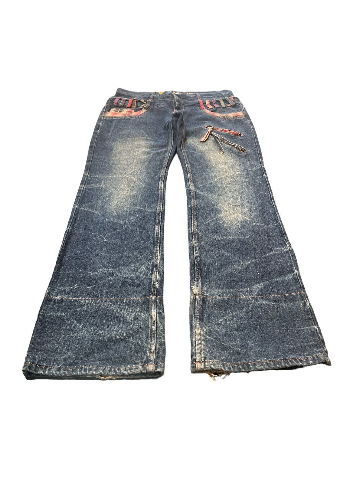 Japanese Brand × Vintage DOUBLE WAIST DOUBLE FOCUS DISTRESSED DENIM PANT Size US 33 - 2 Thumbnail