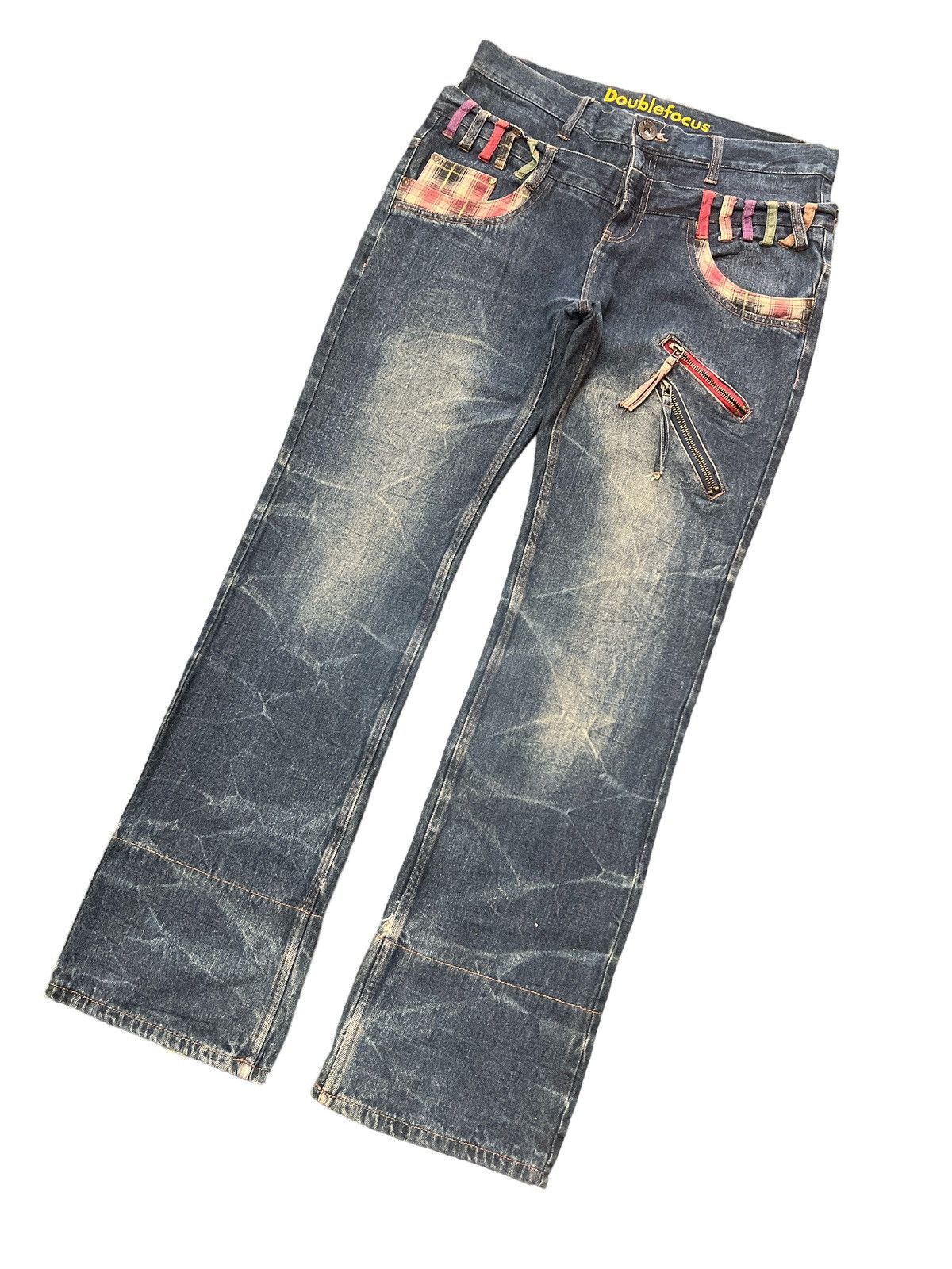 Japanese Brand × Vintage DOUBLE WAIST DOUBLE FOCUS DISTRESSED DENIM PANT Size US 33 - 3 Thumbnail