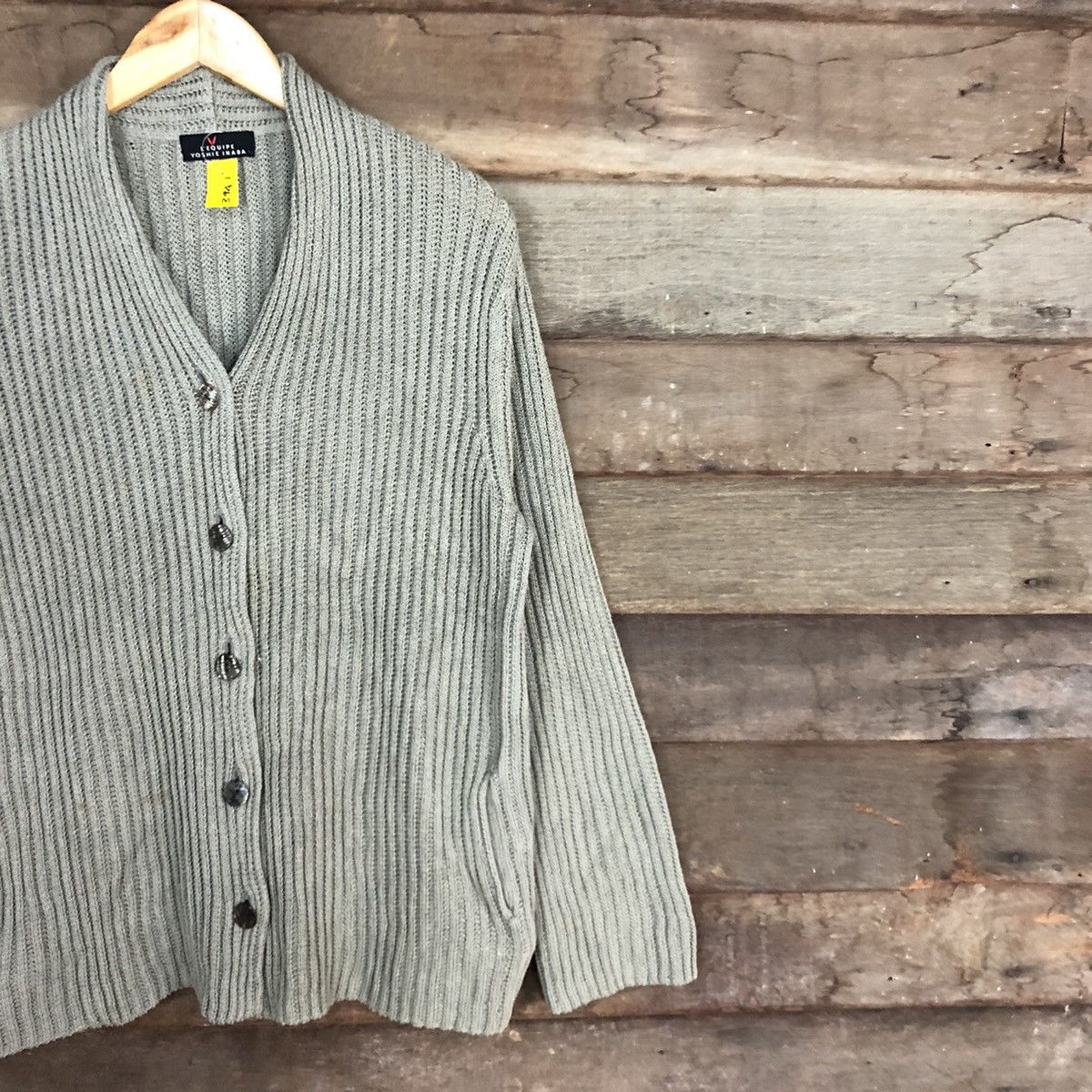 Aran Isles Knitwear L’e Quipe Yoshi Inaba Grey cardigan cable Knitwear #3941 Size US L / EU 52-54 / 3 - 5 Thumbnail