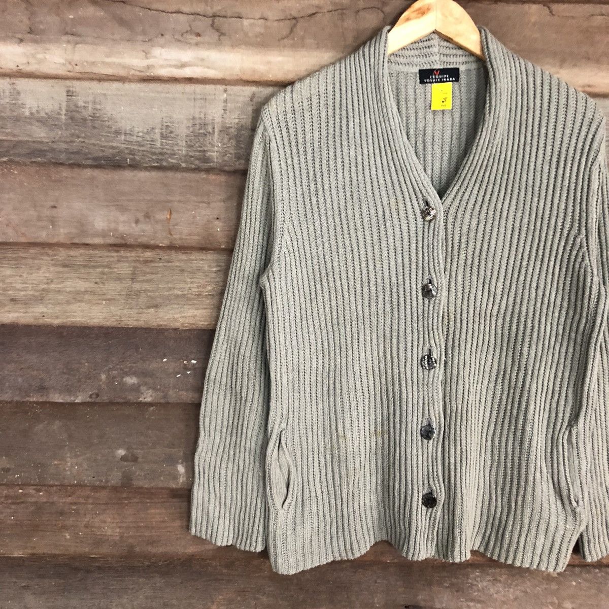Aran Isles Knitwear L’e Quipe Yoshi Inaba Grey cardigan cable Knitwear #3941 Size US L / EU 52-54 / 3 - 7 Thumbnail