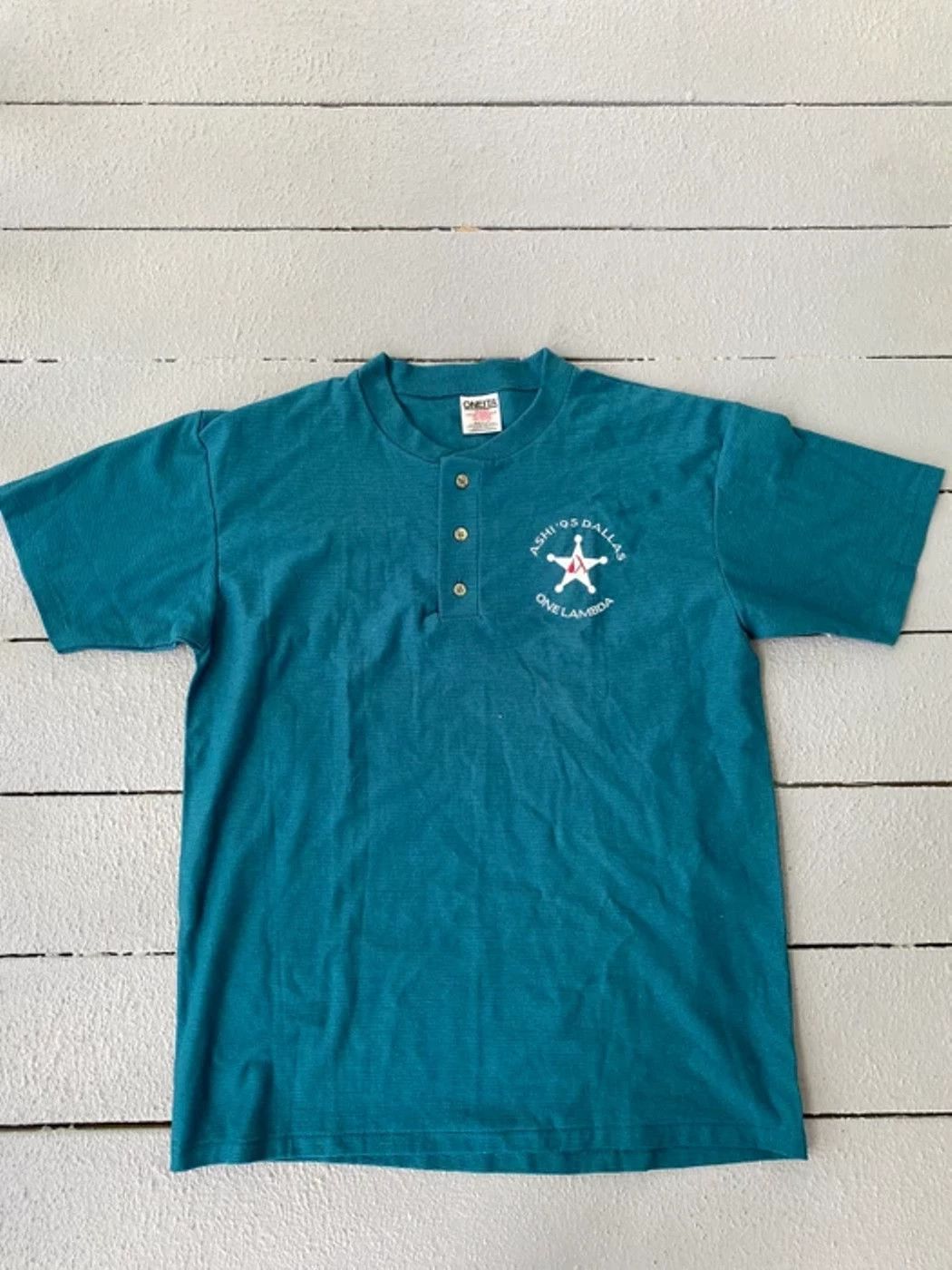 Vintage Vintage 1995 Dallas Oneita Henley Shirt Size US L / EU 52-54 / 3 - 2 Thumbnail