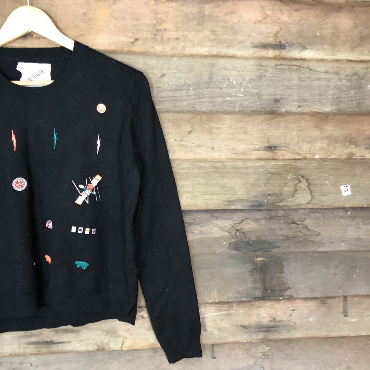 Homespun Knitwear × Japanese Brand × Vintage Japan vintage Black art sweatshirt Knitwear #3944 Size M / US 6-8 / IT 42-44 - 5 Thumbnail