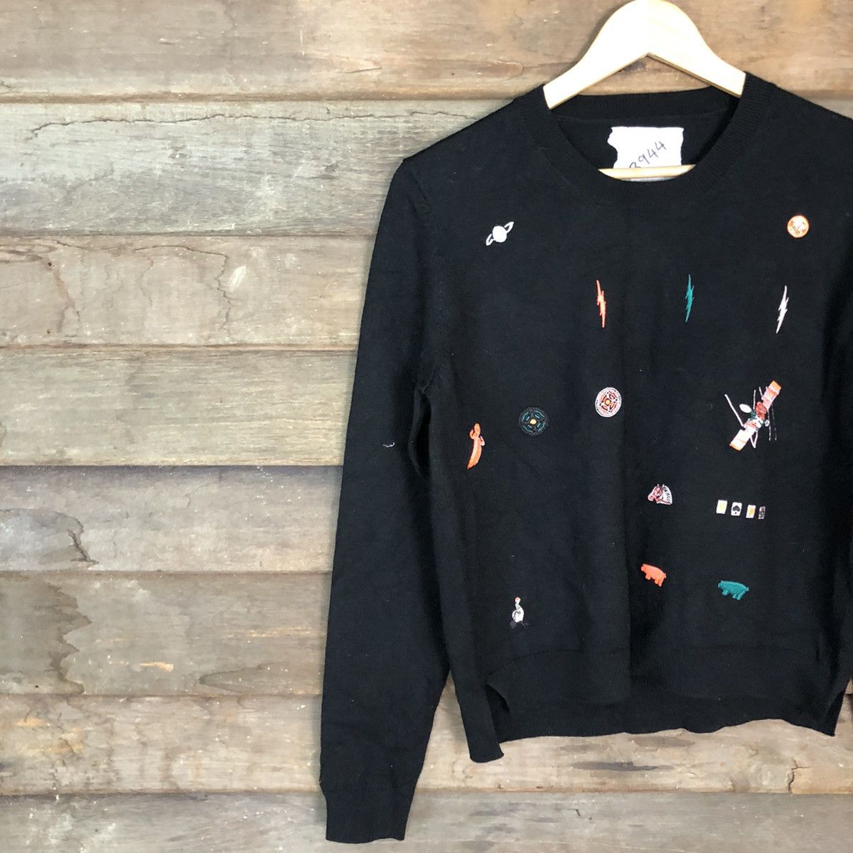 Homespun Knitwear × Japanese Brand × Vintage Japan vintage Black art sweatshirt Knitwear #3944 Size M / US 6-8 / IT 42-44 - 7 Thumbnail