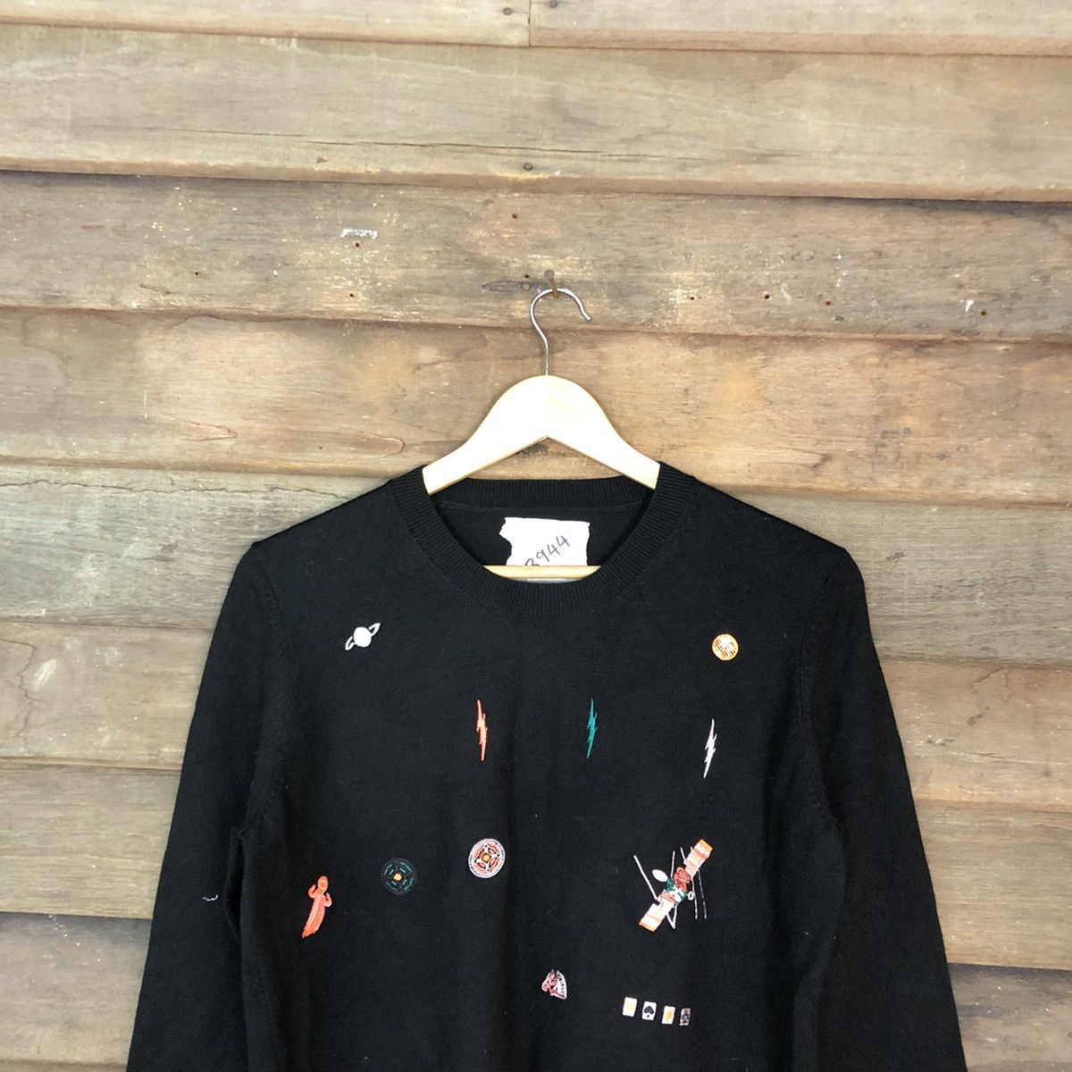 Homespun Knitwear × Japanese Brand × Vintage Japan vintage Black art sweatshirt Knitwear #3944 Size M / US 6-8 / IT 42-44 - 2 Thumbnail